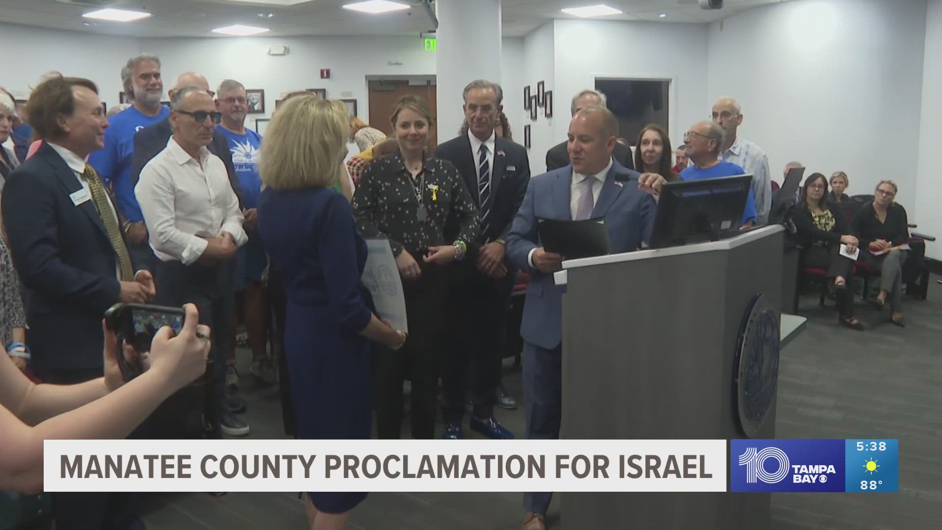 The proclamation adopted by Manatee County states that Israel has the right to defend itself after the attack on October 7.