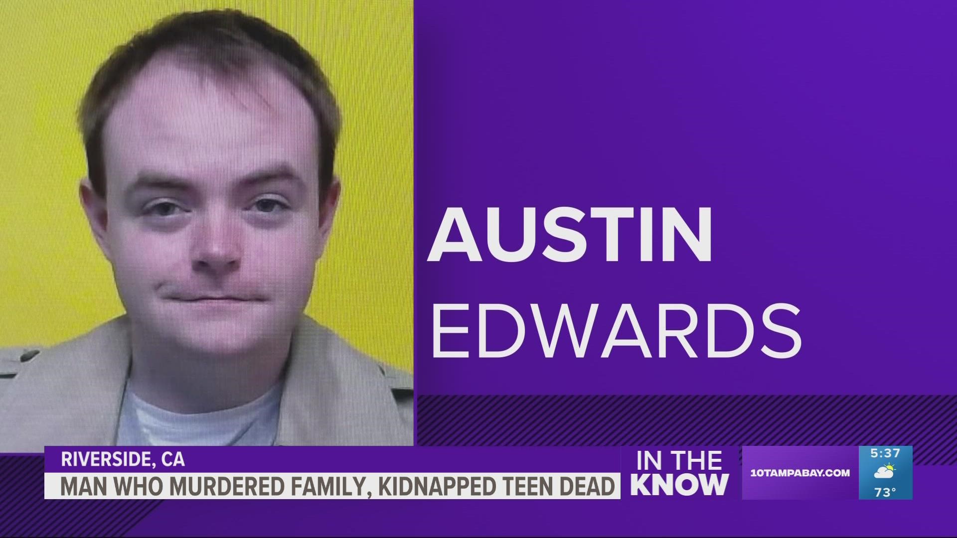 Police in California believe Edwards traveled from Virginia to Riverside, parked his vehicle in a neighbor's driveway and allegedly walked to the teen's home.
