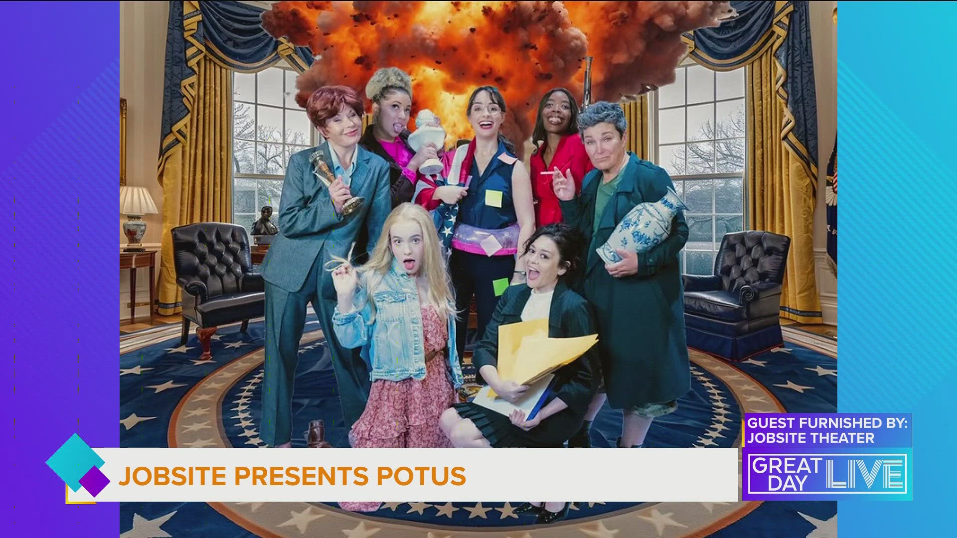 Jobsite Theater takes on the Tony nominated, Broadway play POTUS: or Behind Every Great Dumbass are 7 Woman Trying to Keep Him Alive. www.jobsitetheater.org