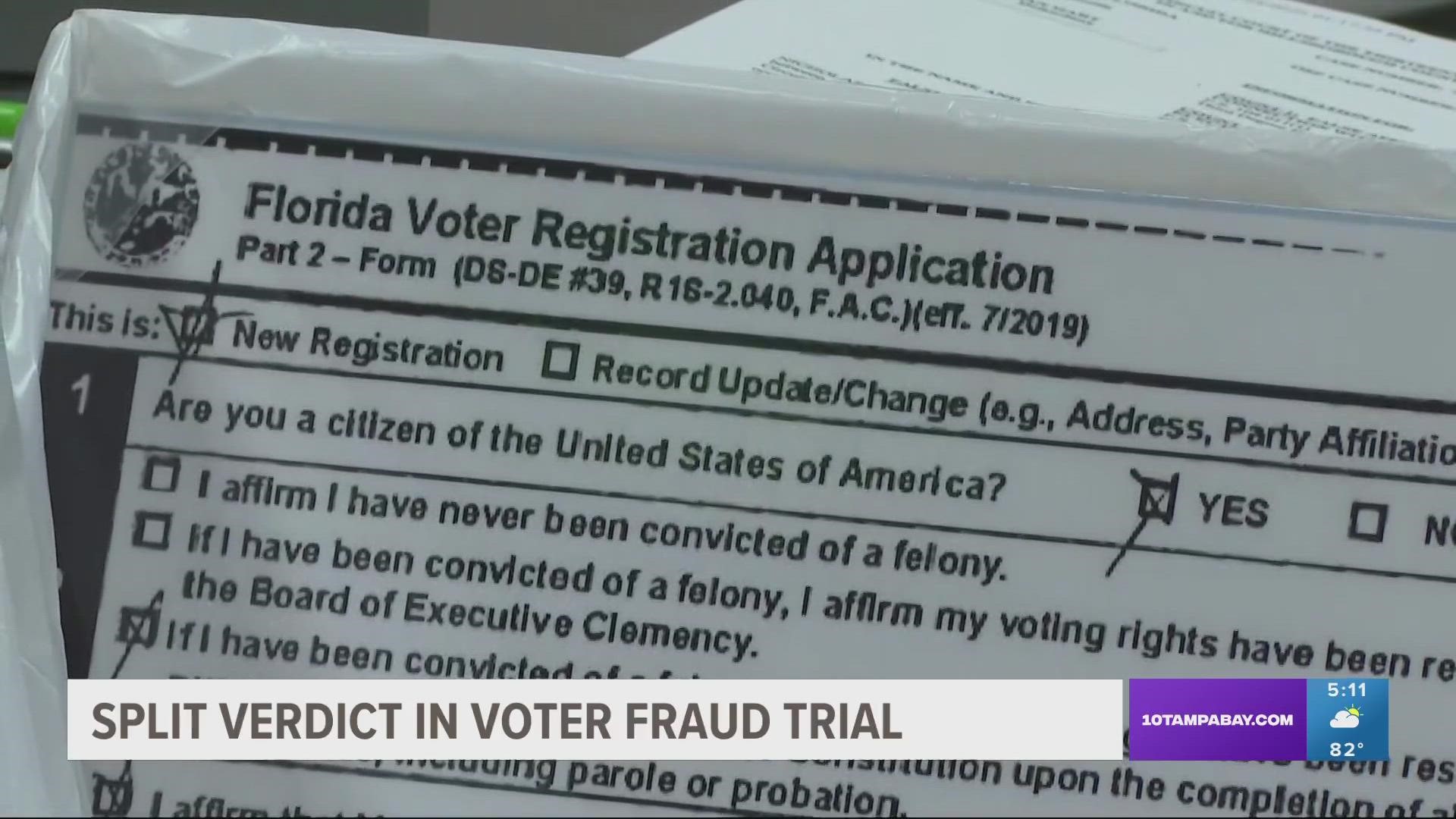Nathan Hart of Gibsonton faced one count of false swearing for stating he was an eligible voter on his voter registration application.