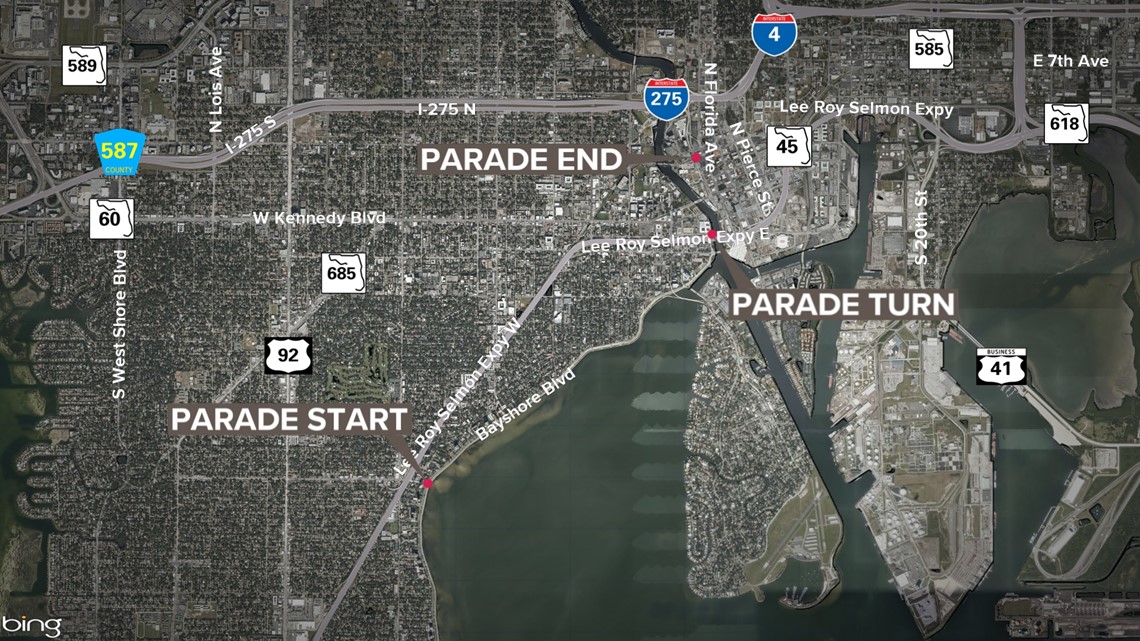 Gasparilla parade map See the route for 2024