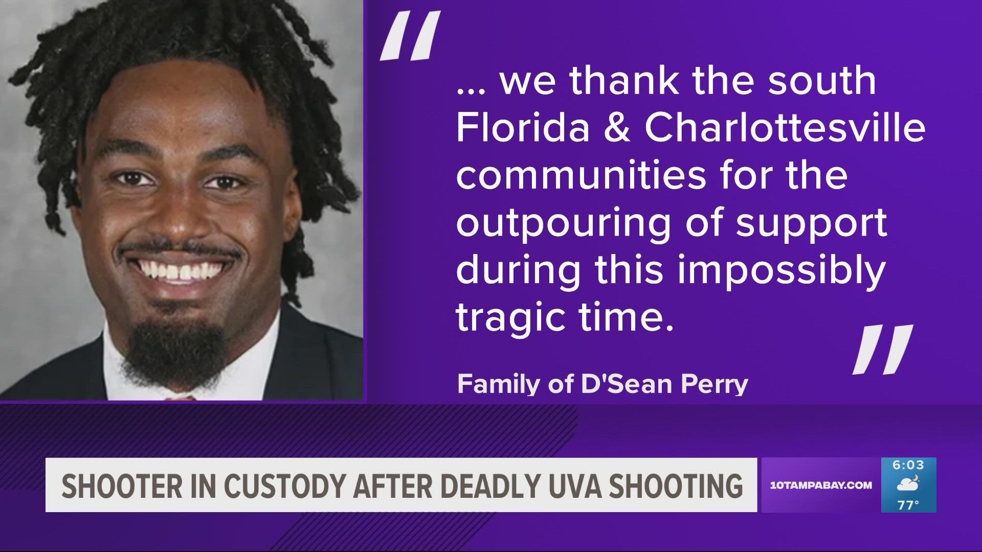 D'Sean Perry was among three students — all members of the school's football team — shot and killed late Sunday night on campus.