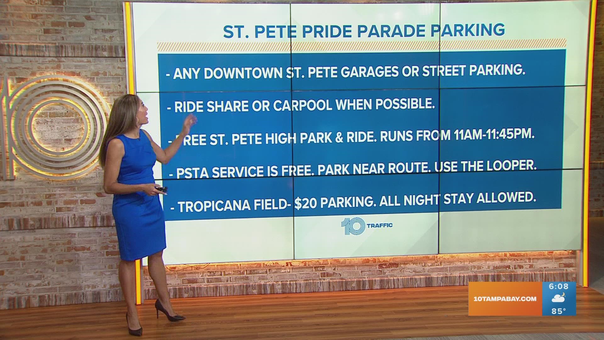 With hundreds of thousands of people expected to celebrate Pride in St. Pete, it's important to know where you can park.