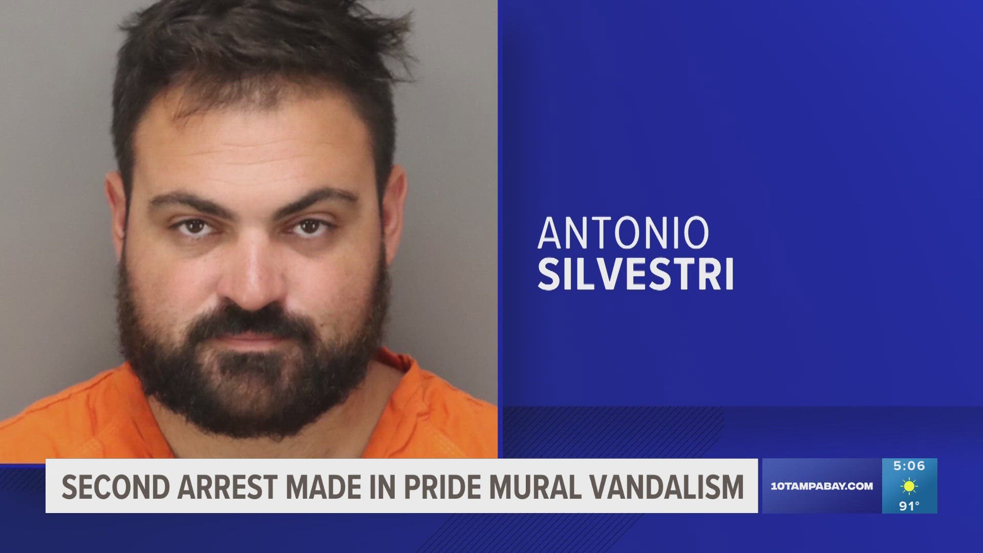 Surveillance video allegedly shows Antonio Silvestri, 30, in a white truck grinding tire marks into the mural on May 17.