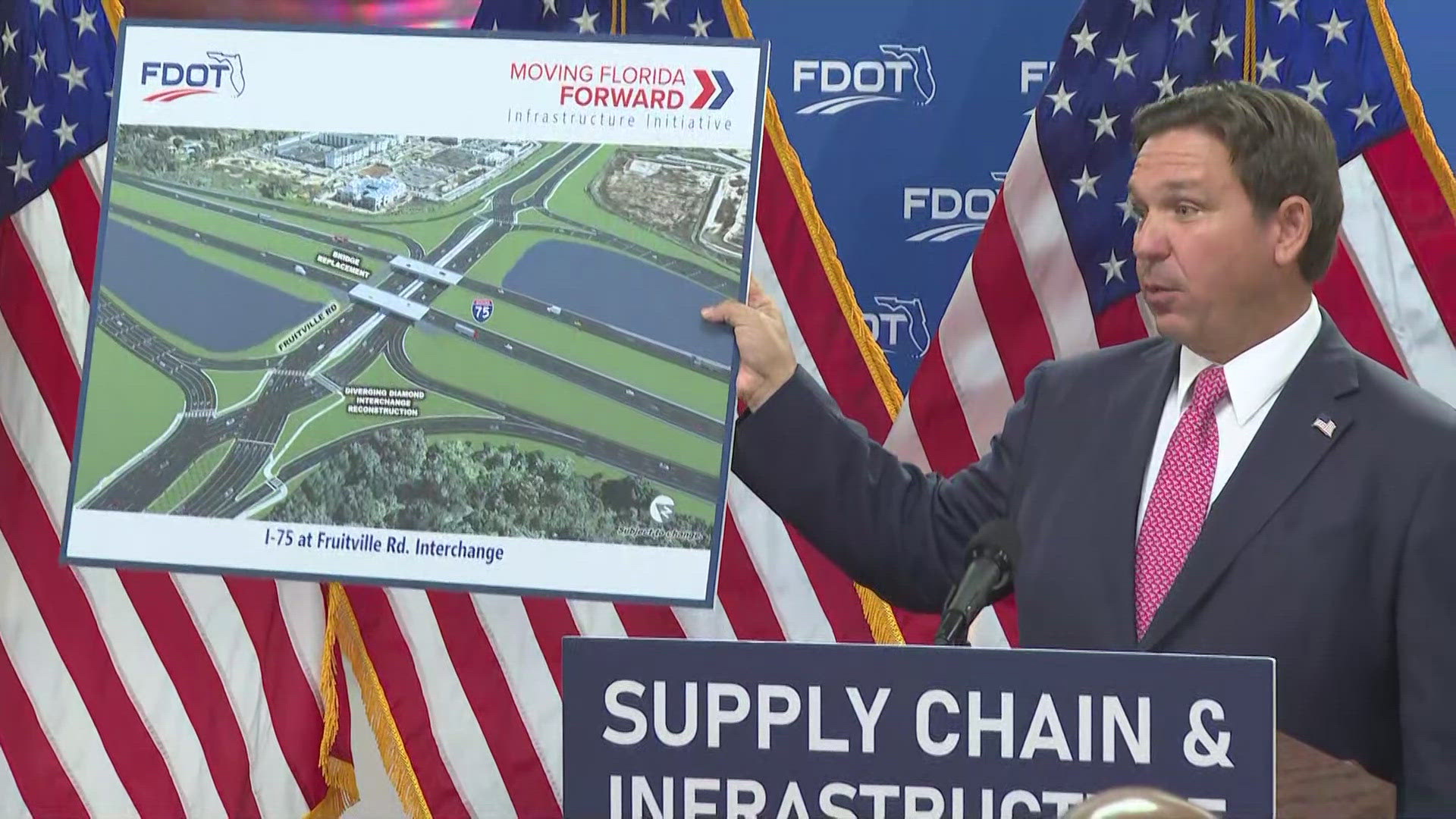 The goal of the project is to relieve traffic congestion in that part of Sarasota County. DeSantis says Moving Florida Forward has made it ahead of schedule.