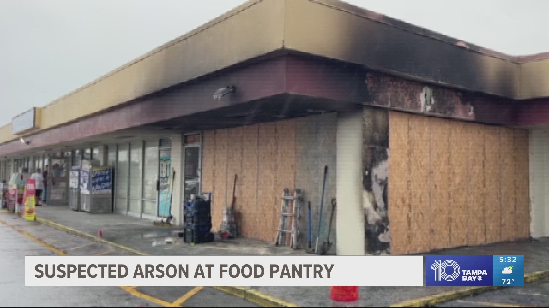 Cameras caught the man responsible for lighting the New Testament Ministries Food Pantry on fire on Wednesday night.