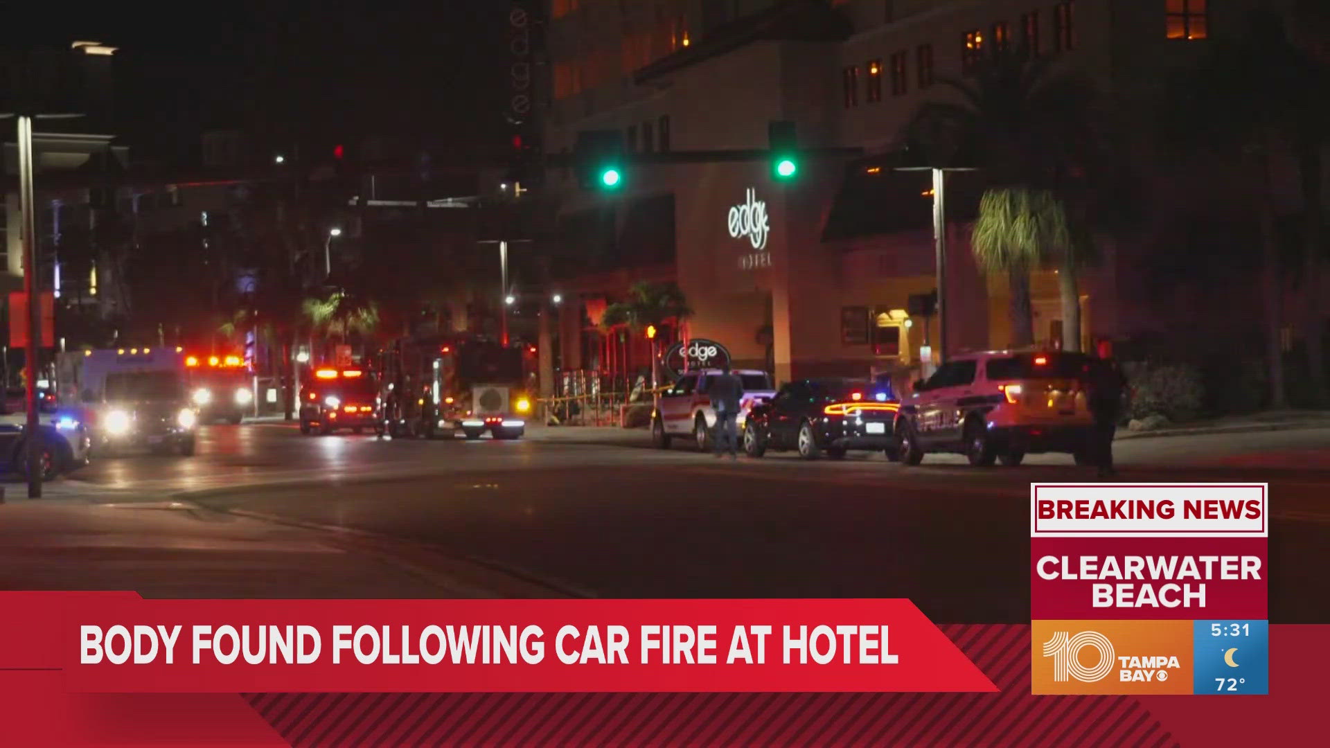 Clearwater police said the car fire happened in the parking garage at the Edge Hotel.