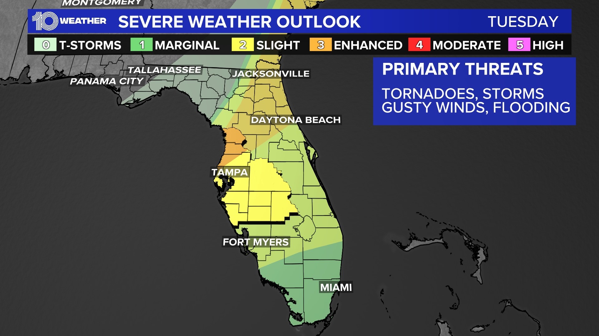 Tampa Bay severe storm threat Tornado, flooding possible