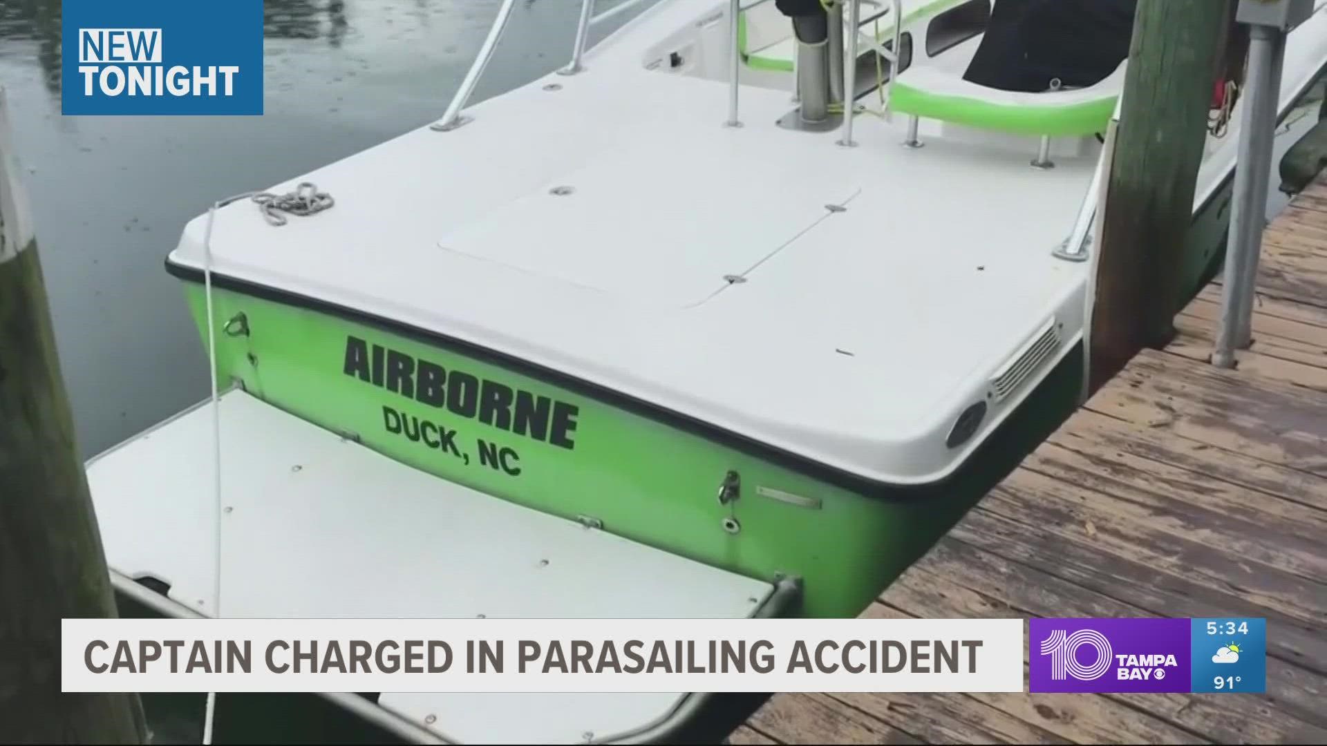 The family's attorney said the captain of the parasailing company decided to cut the line when storms rolled in so his boat wouldn't run aground.
