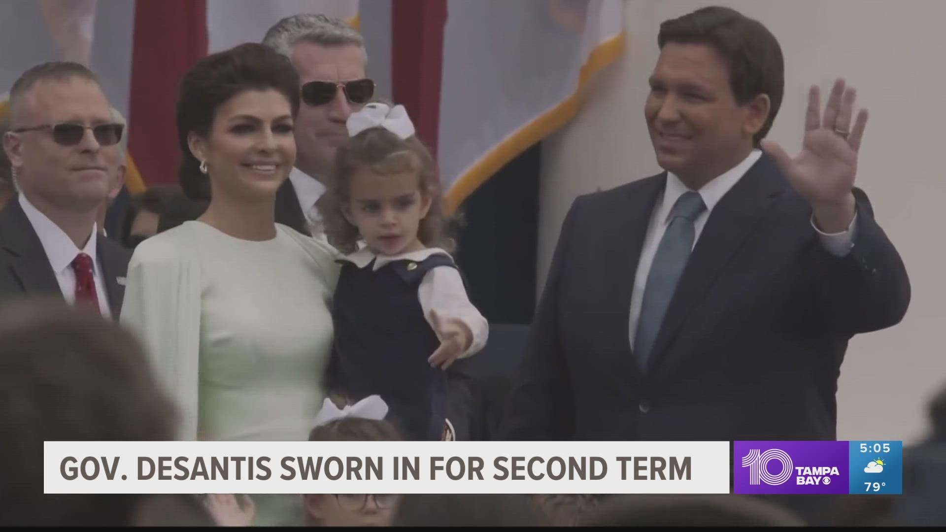 The inauguration marked DeSantis' first major speech since election night when he defeated Democratic challenger and former Gov. Charlie Crist.