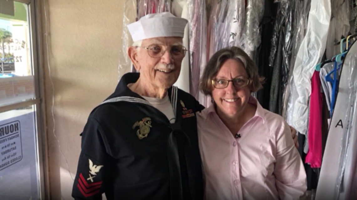 Dunedin seamstress makes Navy uniform for WWII veteran