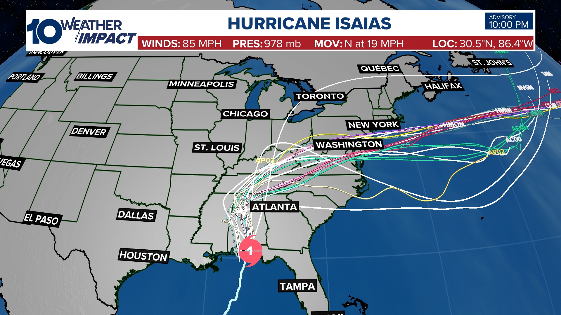 TRACKER: Watch Hurricane Isaias using forecast cone, spaghetti models ...