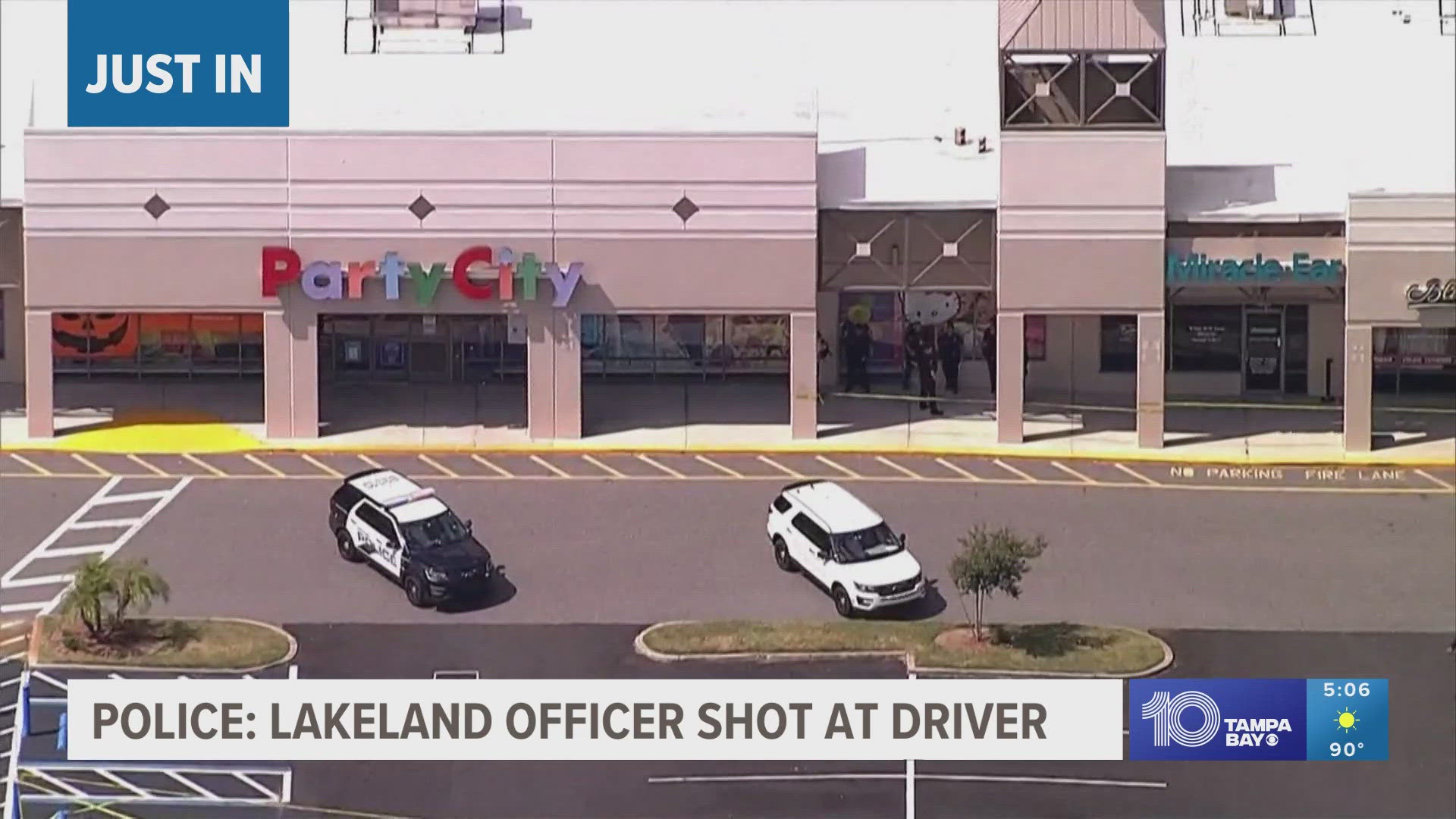 Lakeland police say the unidentified driver was injured, but not from gunfire.