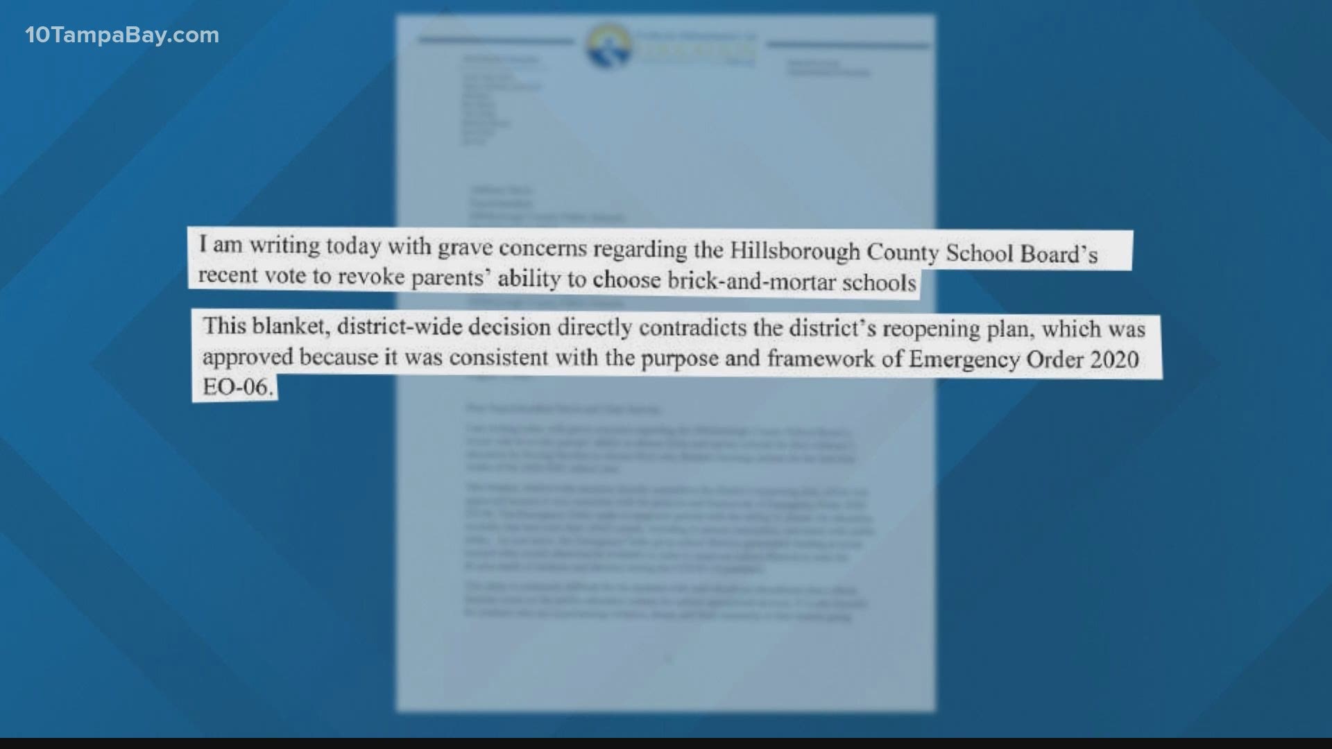 It’s a hefty price to pay, but that's how much money the district could lose from Florida if it chooses to move forward with its current online reopening plan.