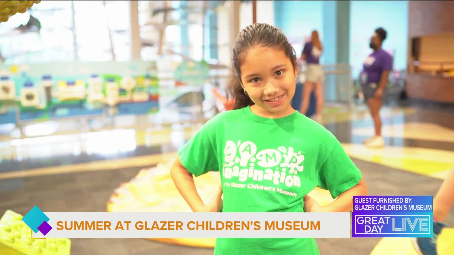 Send your kids to camp with a life-size dinosaur at the Glazer Children’s Museum. Just one of the perks you will find at Camp Imagination this summer.