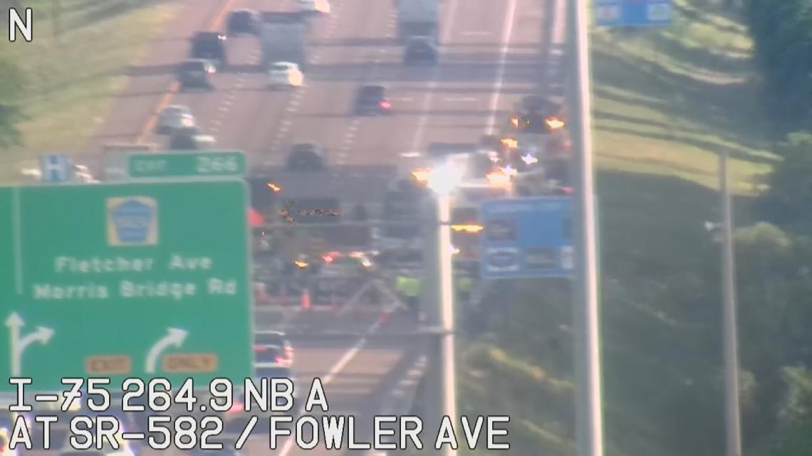 Traffic delays on I-75 in Hillsborough County due to hazmat