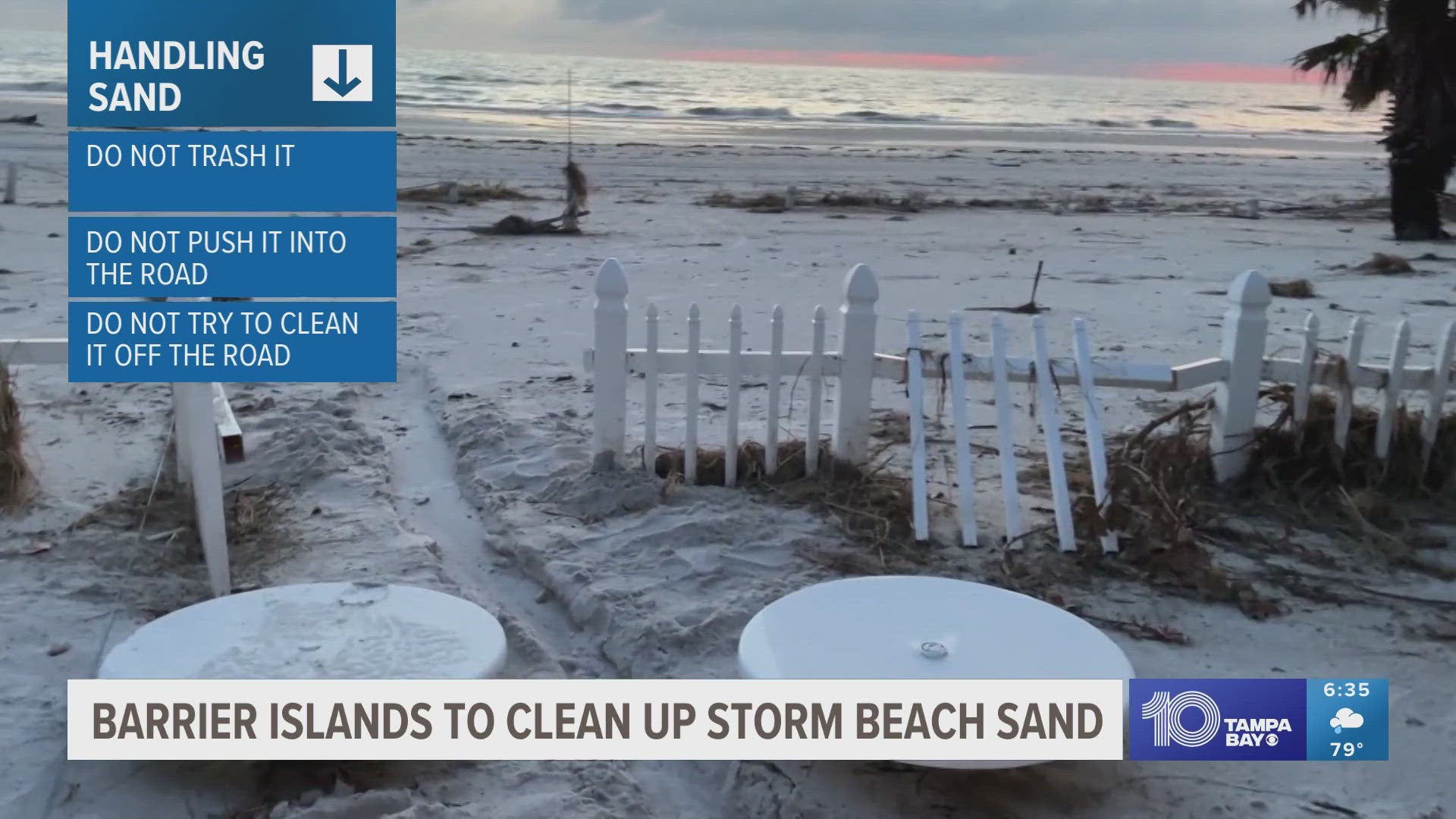 Officials are telling residents not to put the sand in the trash or on the roads.