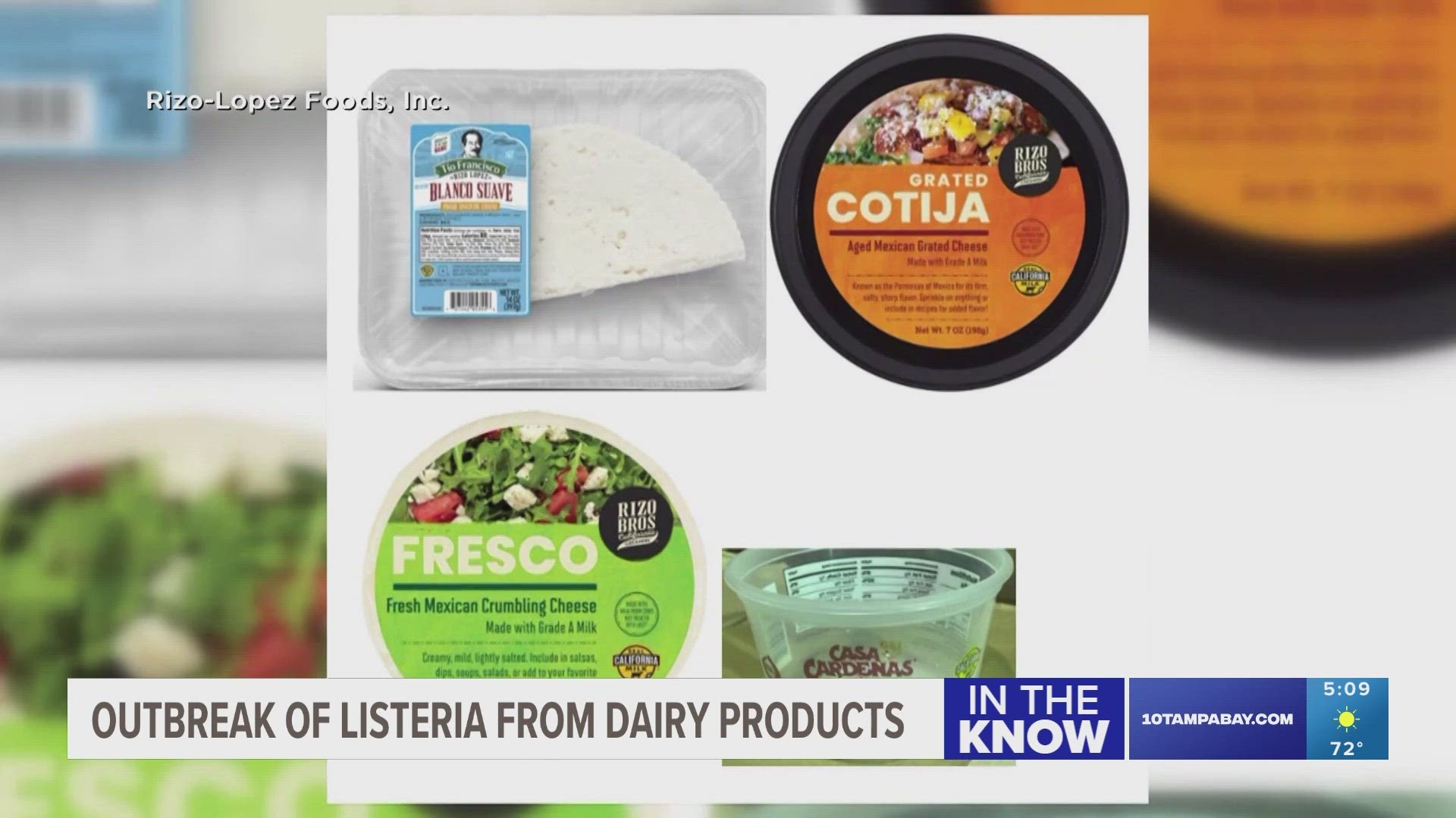 The recall covers more than 60 soft cheeses, yogurt and sour cream sold under several brands including Tio Francisco, Food City and 365 Whole Foods Market.