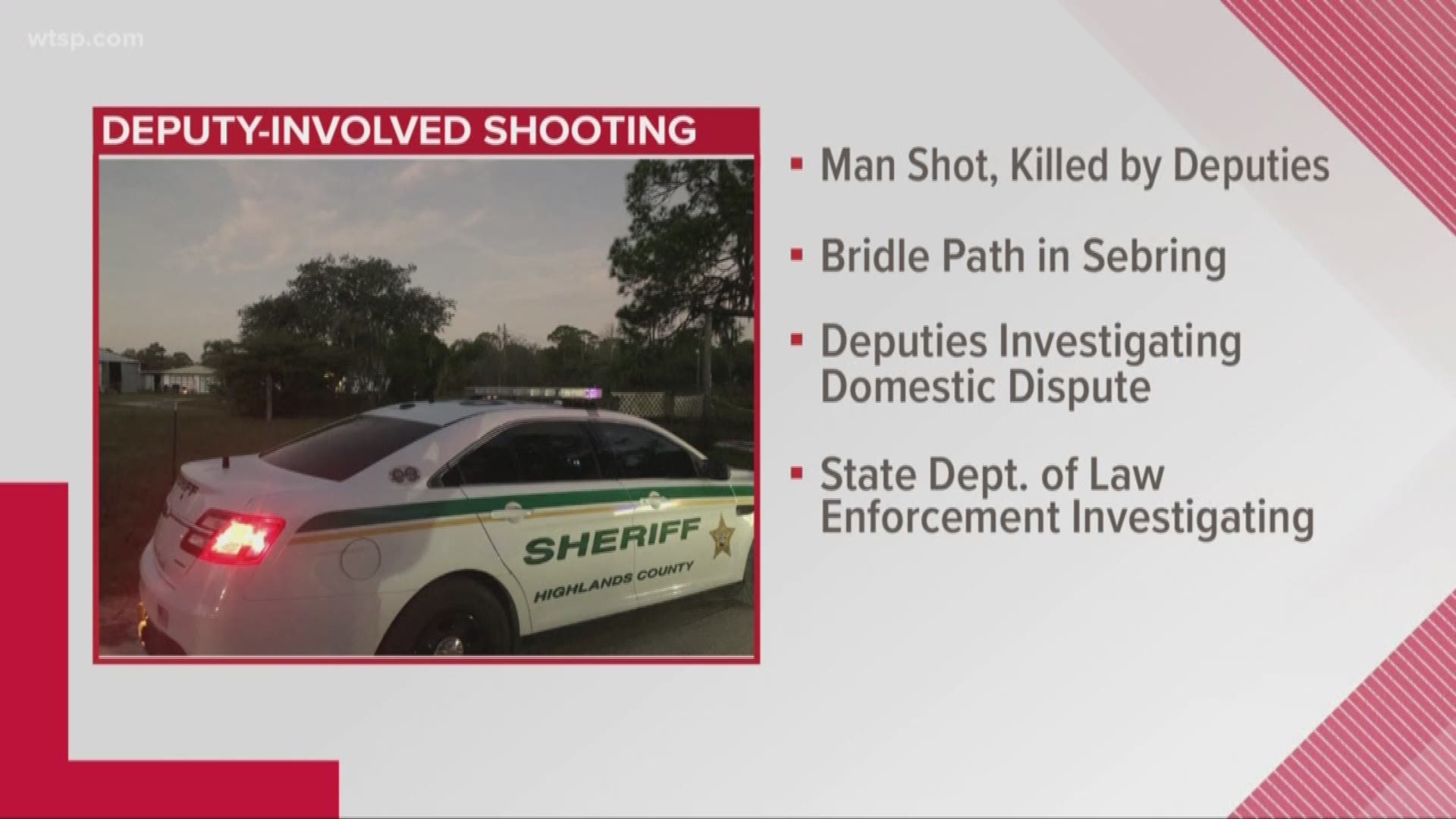 A man with a weapon was shot and killed early Sunday by Highlands County Sheriff's Office deputies.