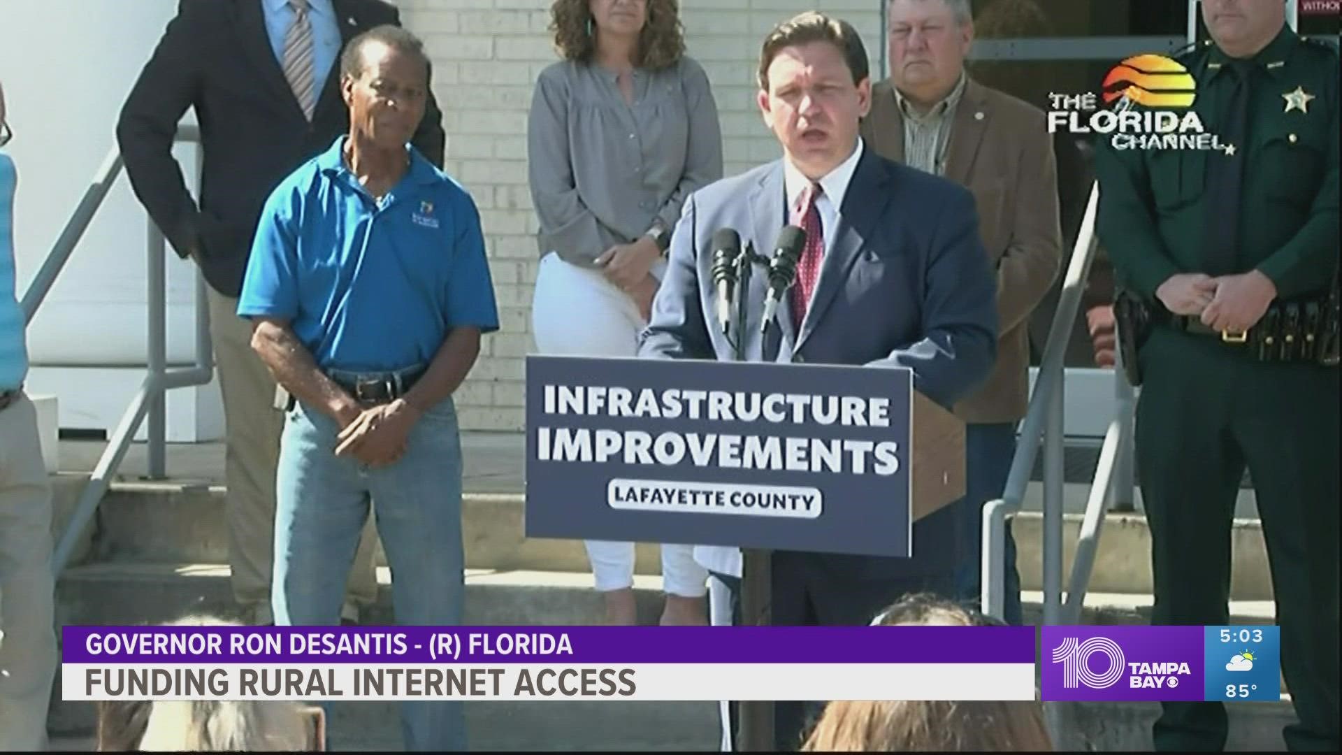 DeSantis hopes rural communities will benefit from the funding for internet access.