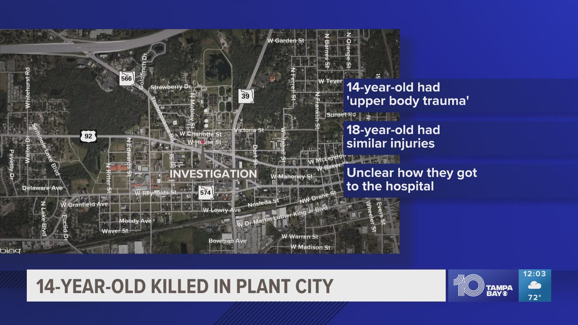 It's not clear what caused their injuries, but the Plant City Police Department is investigating the 14-year-old's death as a homicide.