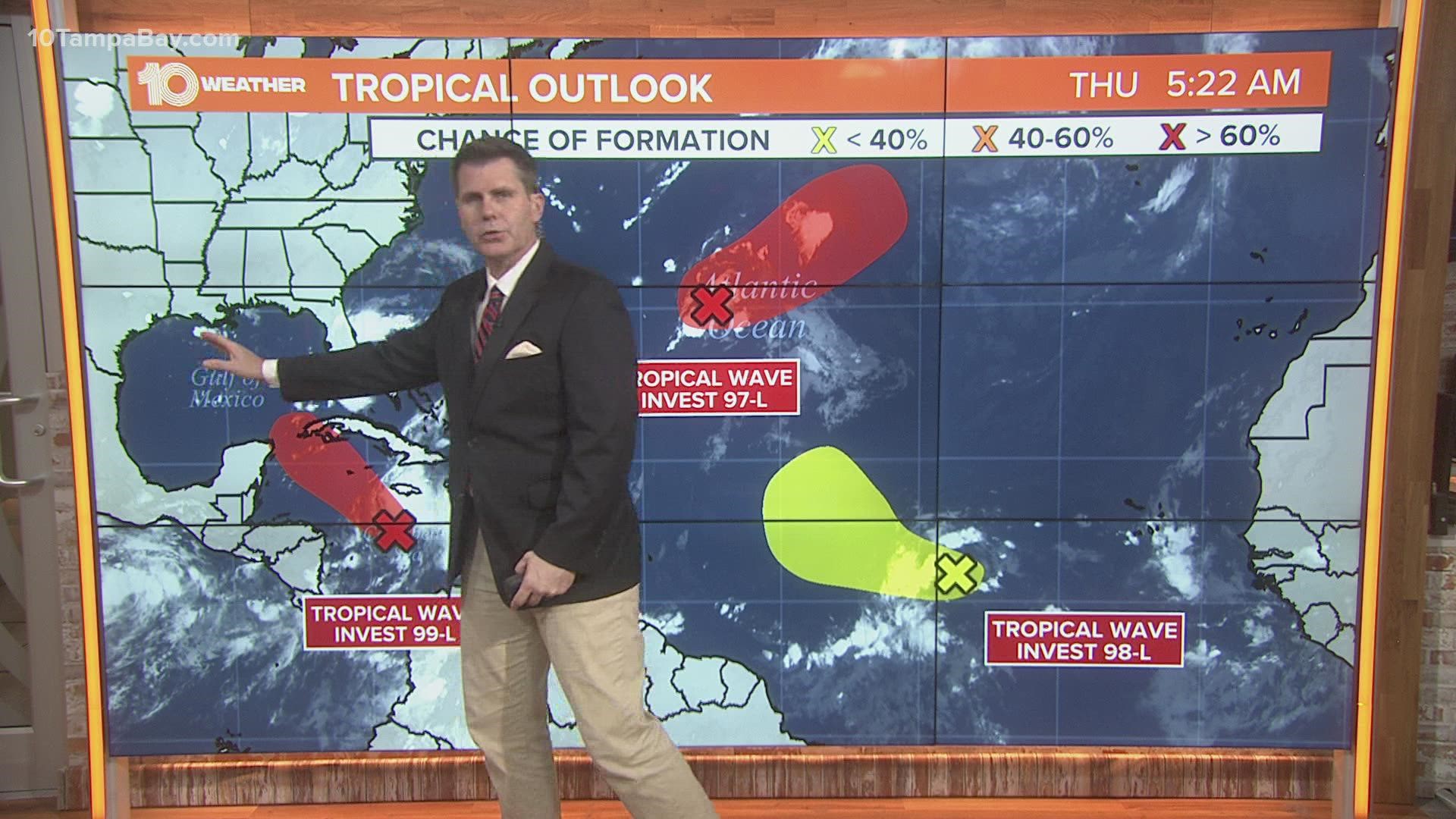 Of the three areas for potential development, there's one that's likely to enter the Gulf of Mexico.