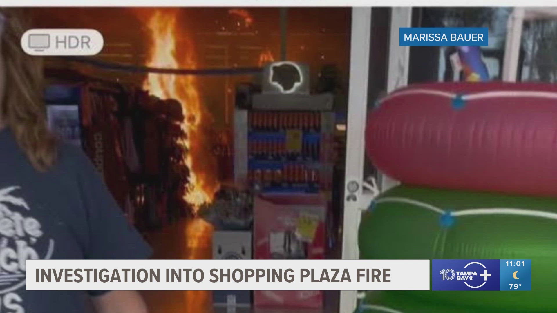Dolphin Village Plaza has been around for decades. The fire revealed old business signs and a pitched roof. 
