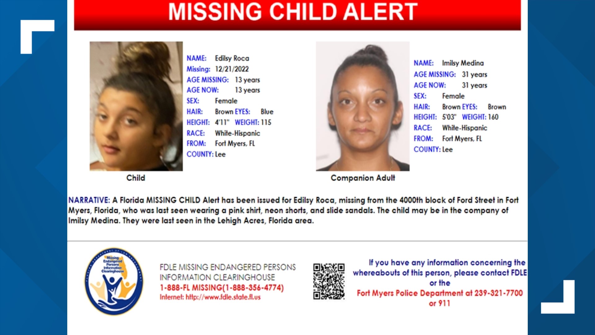 Missing 13-year-old Fort Myers girl found safe | wtsp.com
