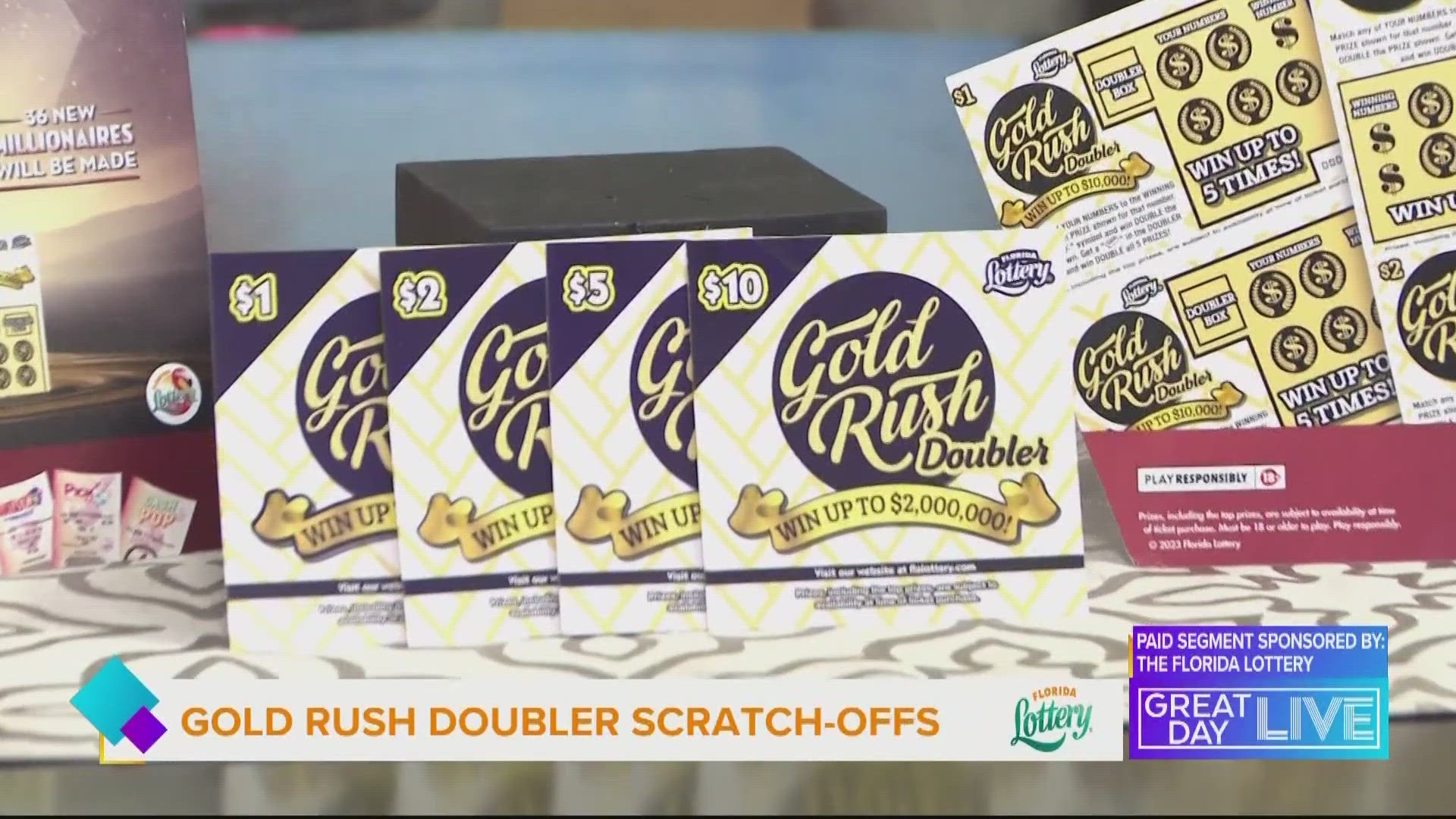 Gold Rush Doubler family of scratch-off games from the Florida Lottery