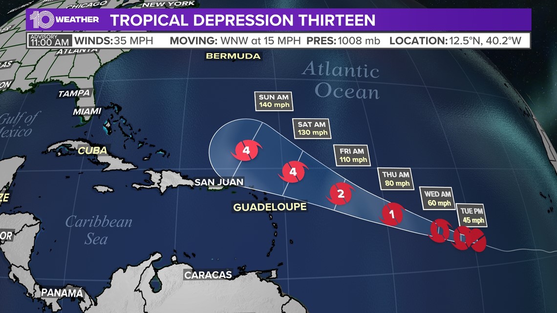 NHC: Tropical Depression 13 forms in the Atlantic - Vimarsana News