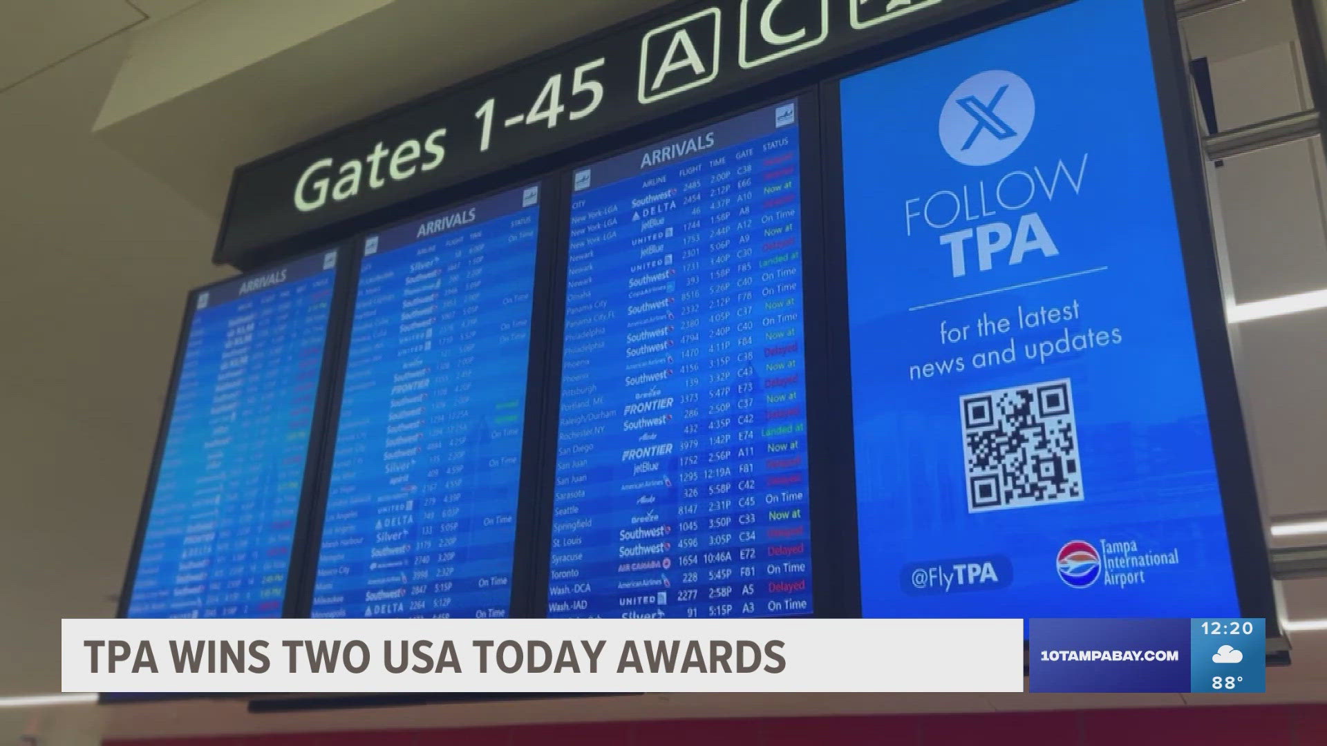 TPA was ranked the best large airport in the United States by USA Today. It also won the award for best airport for dining.