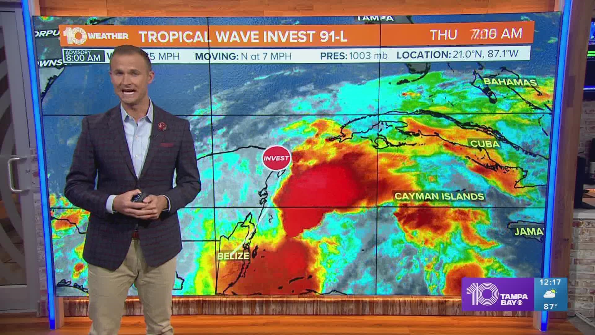 Invest 91-L will try to develop into a tropical depression as it works toward southern Florida over the next few days.