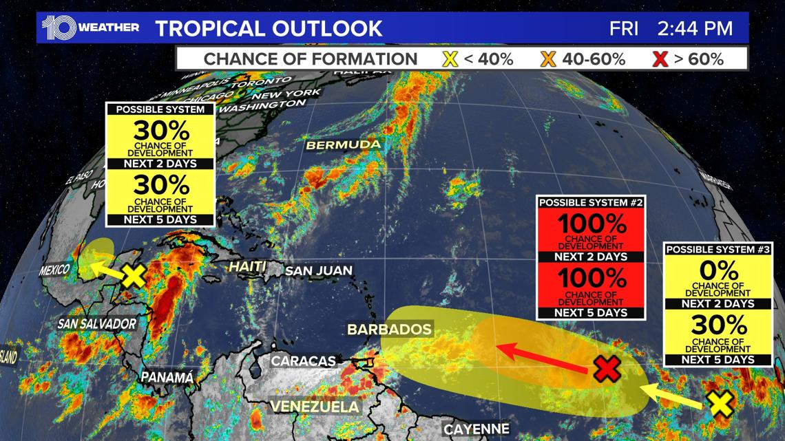 Tropical outlook: NHC monitors 3 disturbances in Atlantic | wtsp.com