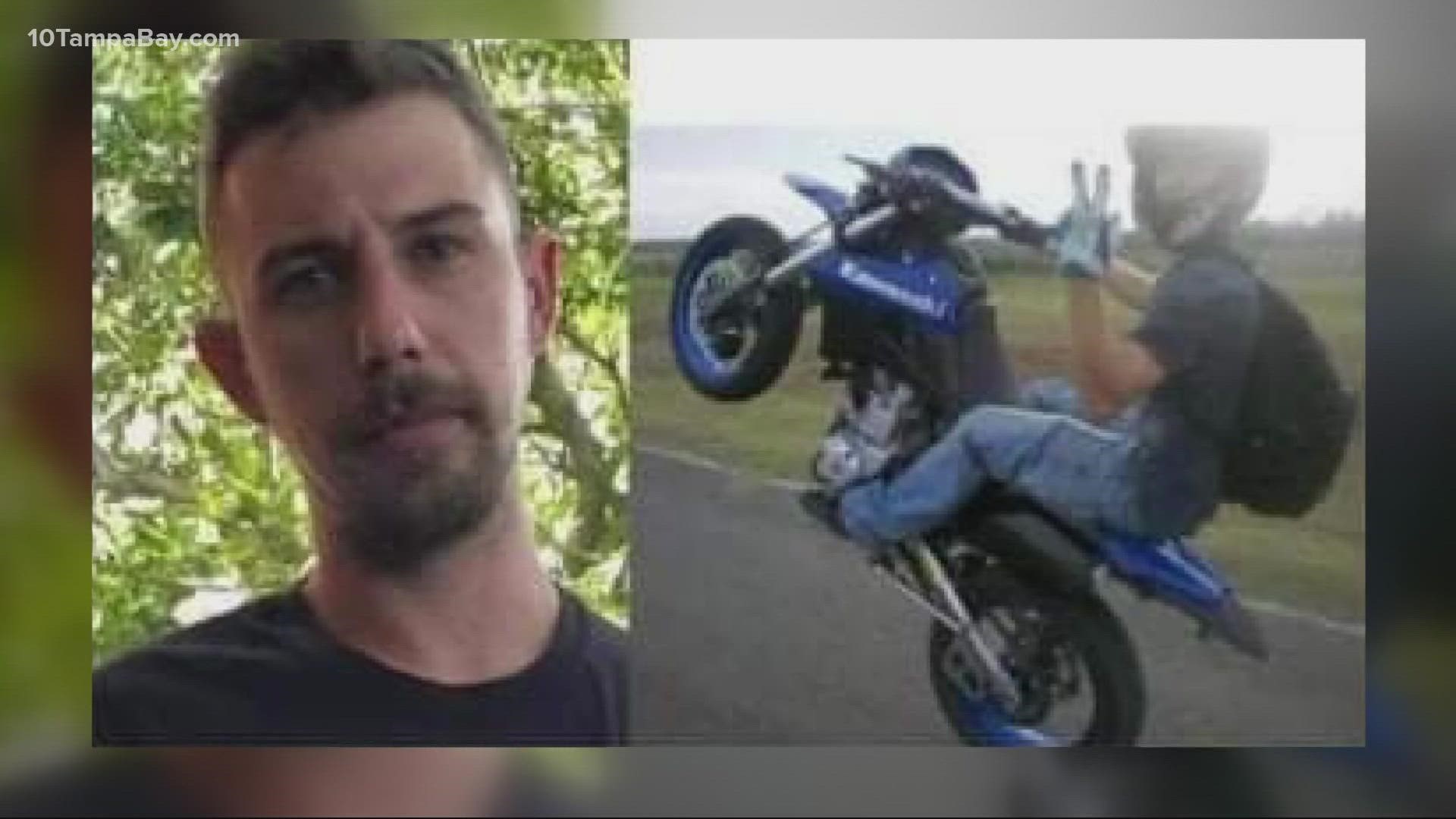 The Hillsborough County dad was last seen on his 2010 blue Kawasaki motorcycle.