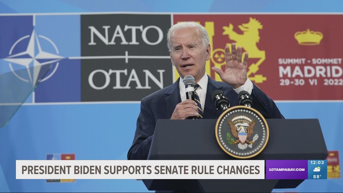 Biden says he supports changing Senate filibuster rules to codify abortion protections
