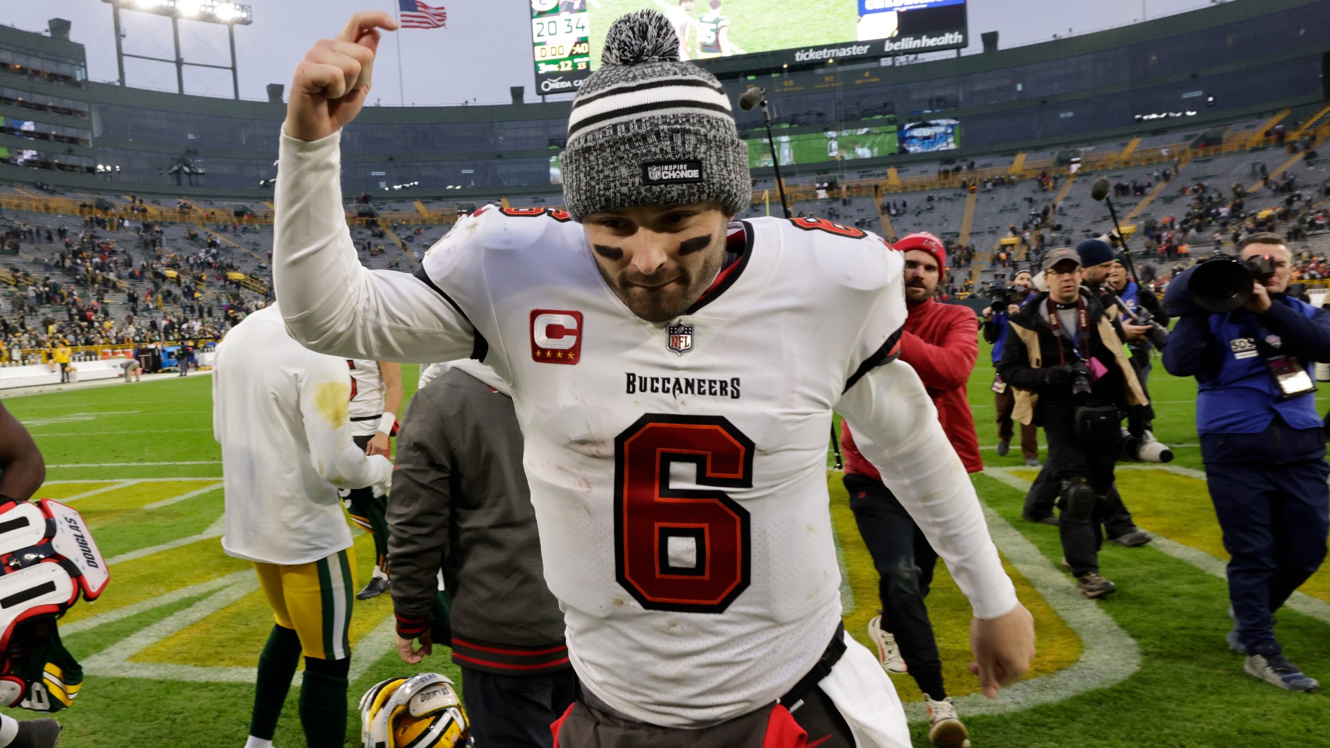 The Bucs (7-7) sit atop the NFC South, tied with the New Orleans Saints.