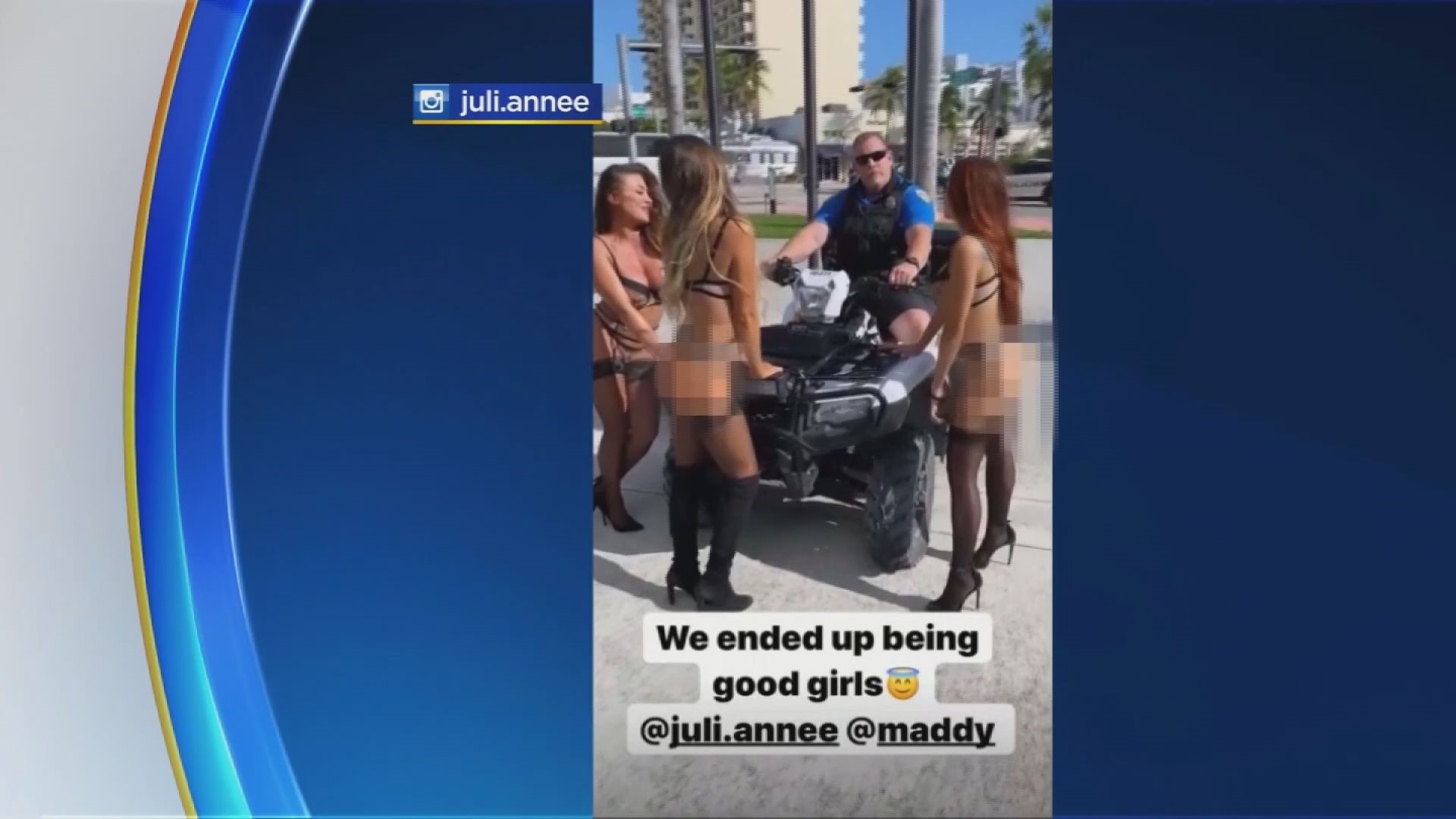 A police officer is off the job, for now, after a video surfaced of him appearing to fake the arrest of three half-clothed women.