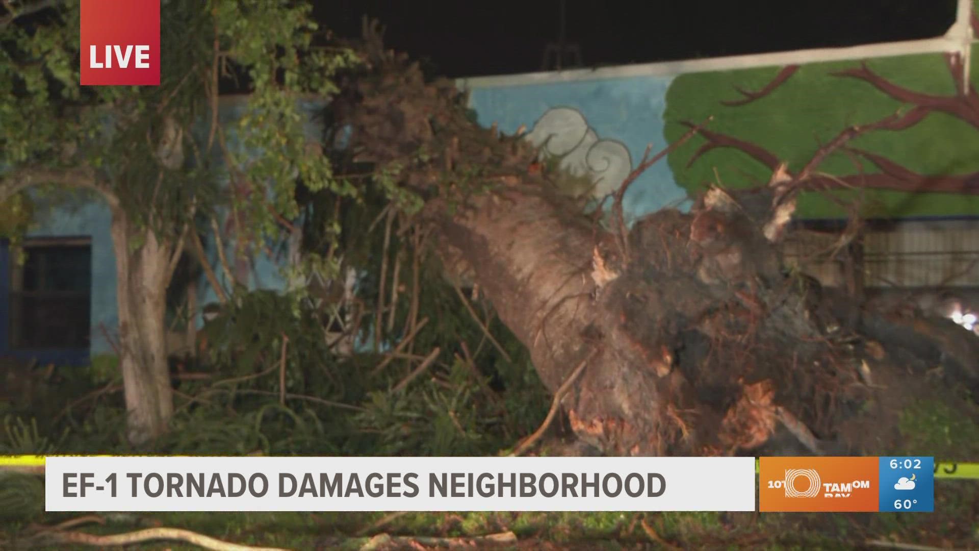 Damage was caused by an EF-1 tornado, according to the National Weather Service in Ruskin.