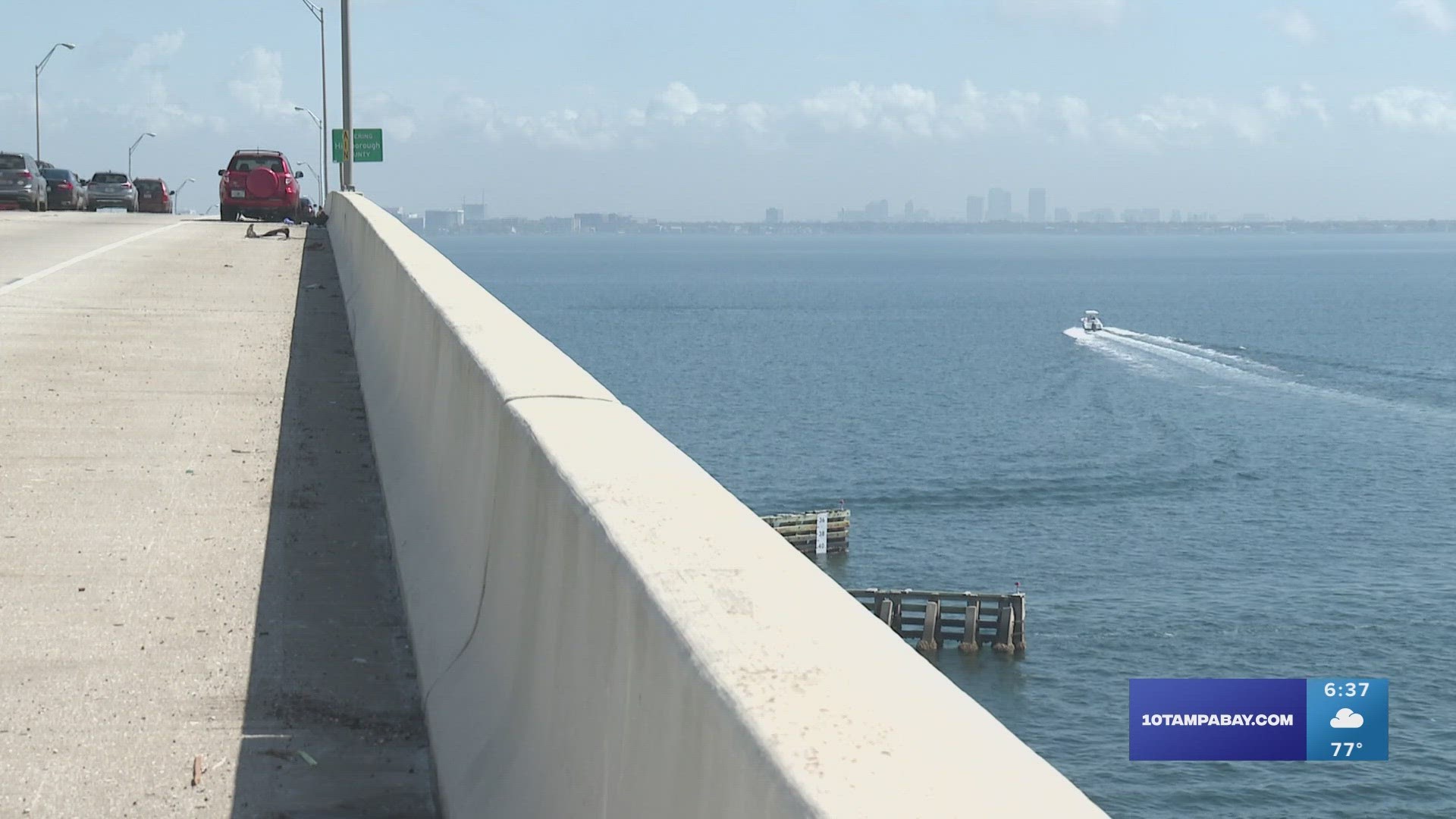 The Florida Highway Patrol is searching for the driver in a hit-and-run crash on the Howard Frankland Bridge