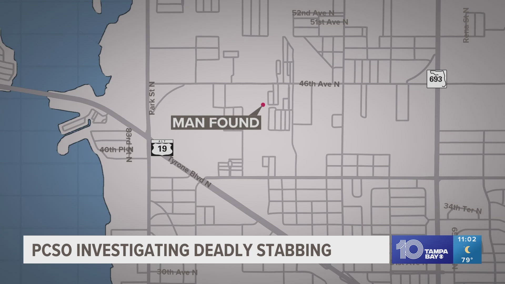 Investigators say they responded to a report of a man lying on the ground bleeding at around 6:50 p.m. Monday in the area of 46th Avenue North.