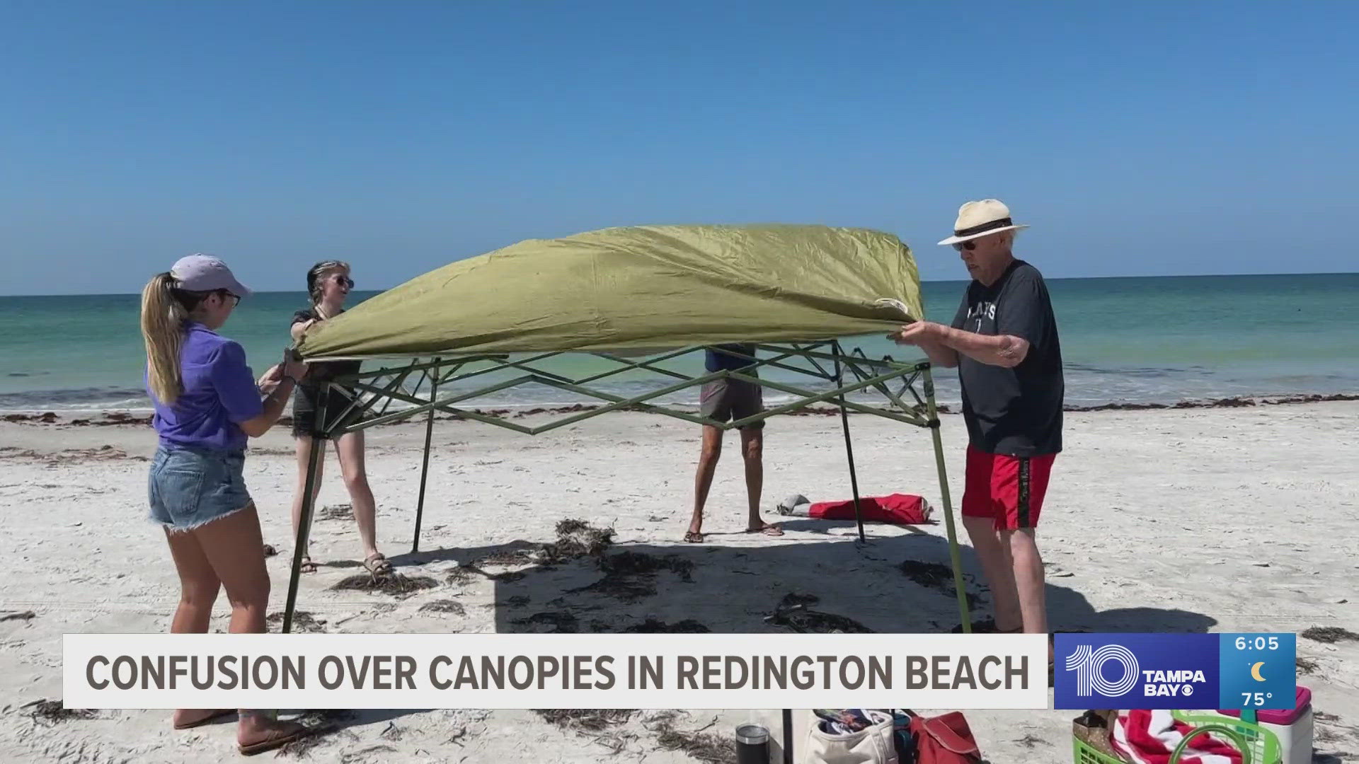 A woman at the beach said she was told her canopy wasn't allowed on the premises.