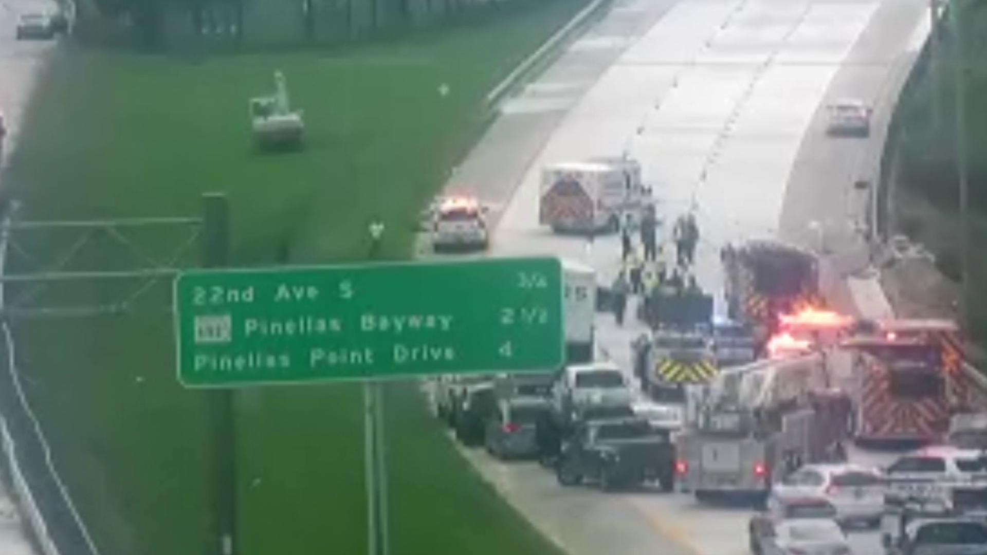 Law enforcement and rescuers are responding to a multi-car crash on southbound I-275 near 22nd Avenue South.