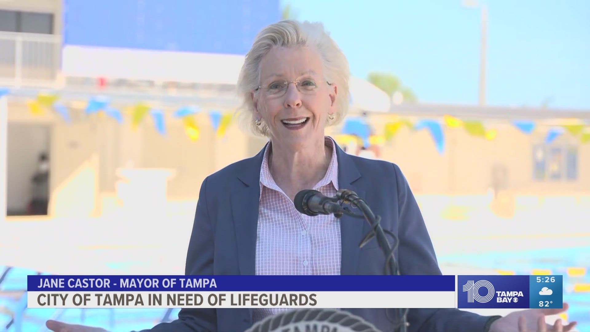 “We can't keep all of our pools in the city open for summer recreation unless we have lifeguards,” Tampa Mayor Jane Castor said.