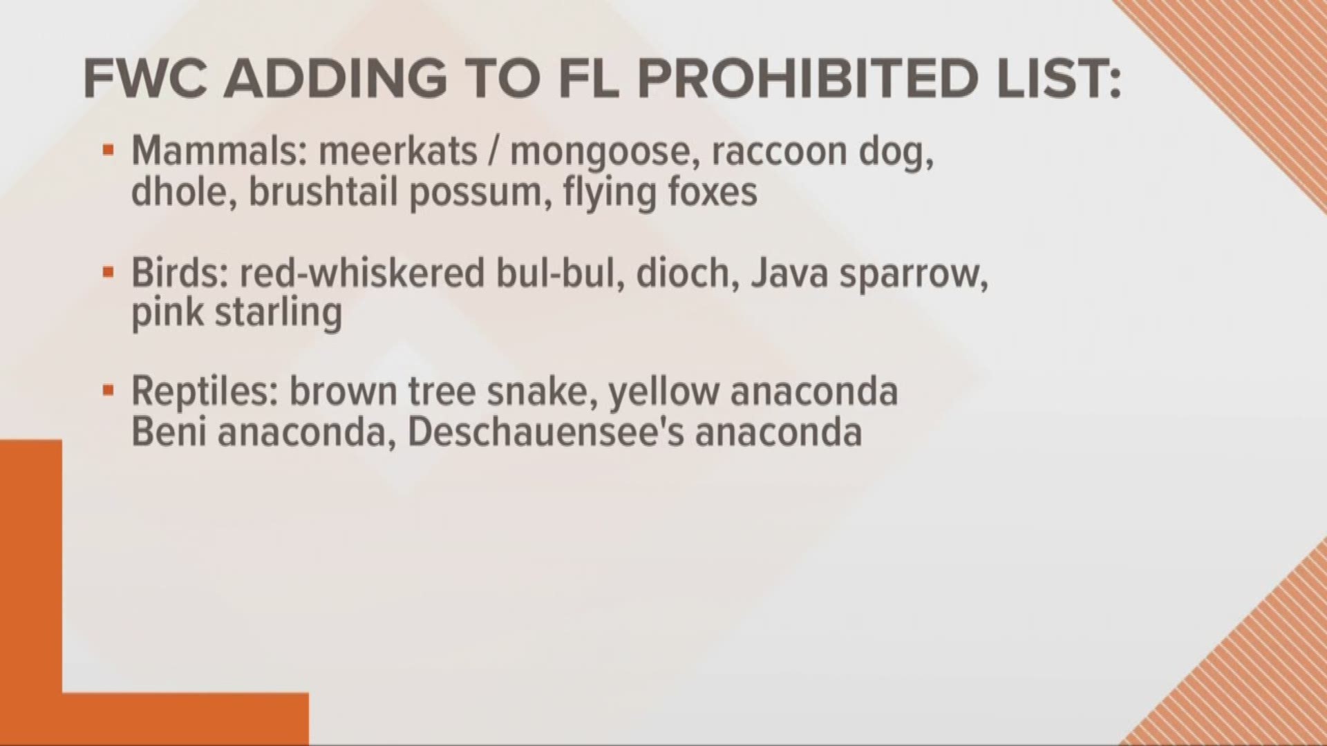 Invasive species are animals not native to Florida that cause economic or environmental harm.