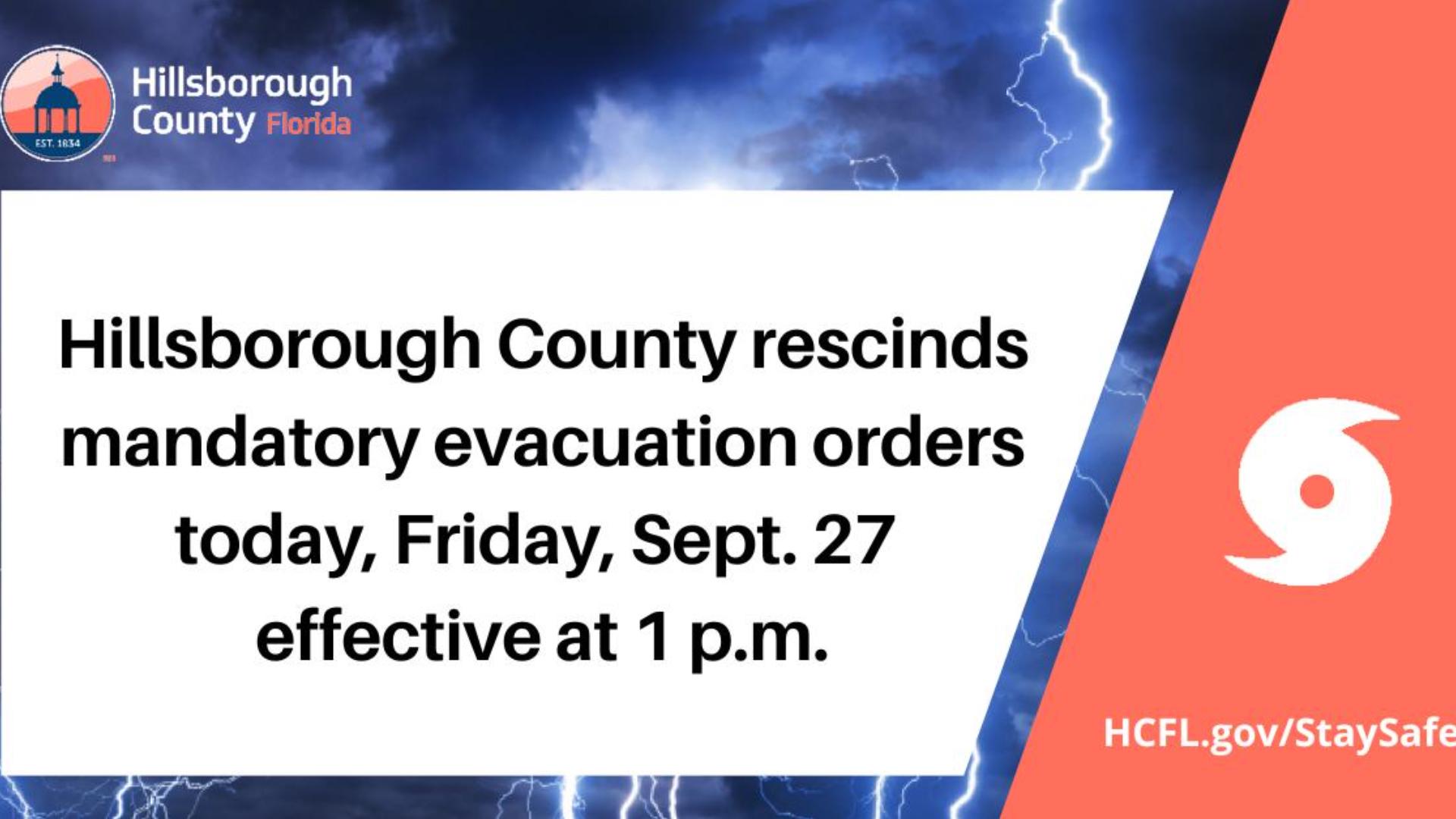Hillsborough officials lift evacuation order after Helene