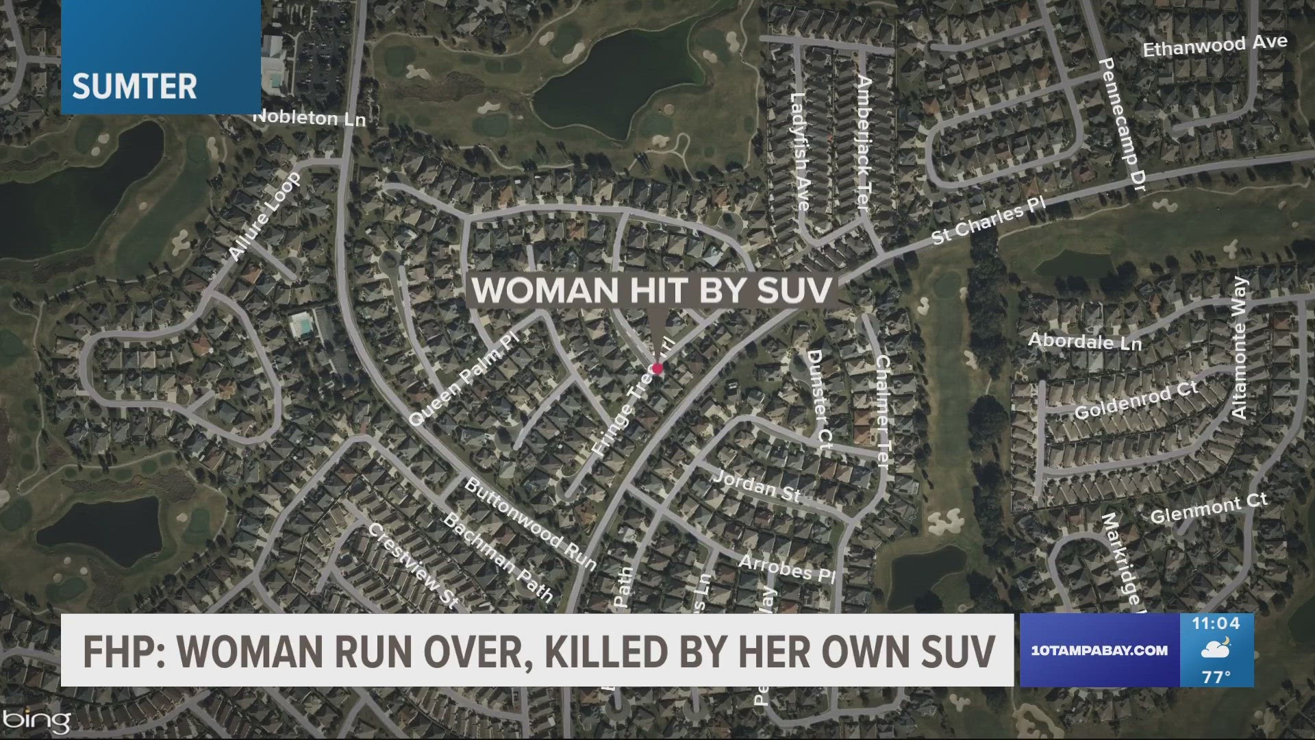 The woman was backing out of a driveway in The Villages and crashed into a parked SUV on the opposite side of the road, officials say.
