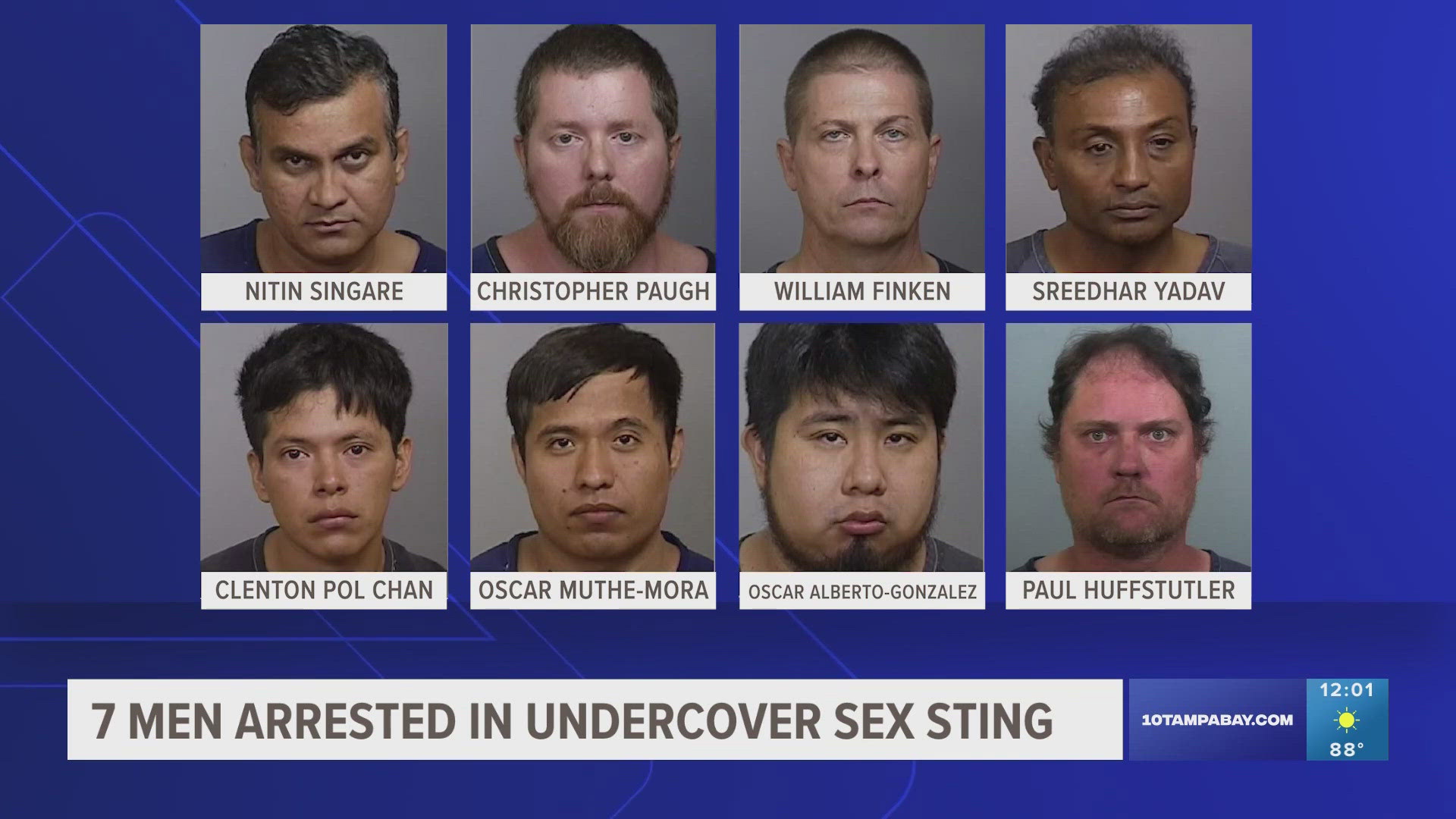 All eight men were targeted for inappropriate online conversations with undercover agents posing as teenagers.