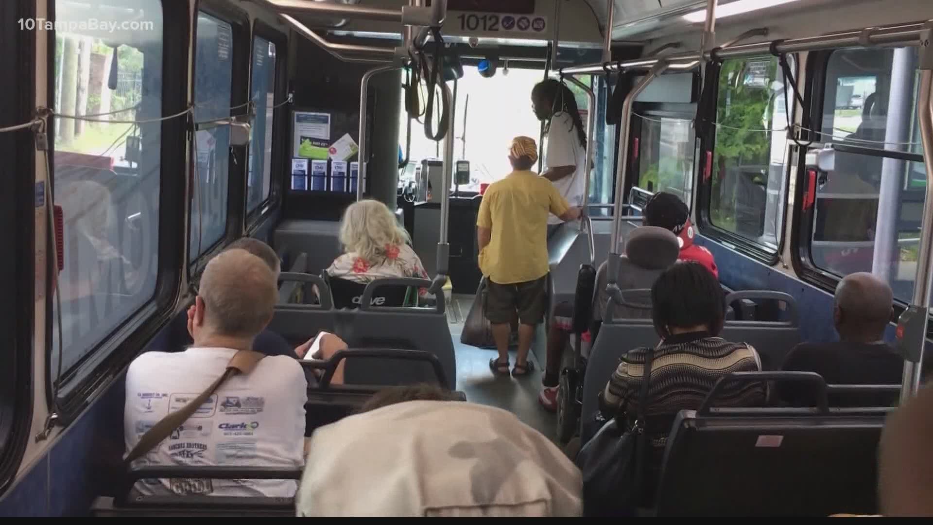 With not many driving, even less are taking public transportation across Tampa Bay. With riders or not, cleaning continues in buses and trolleys.