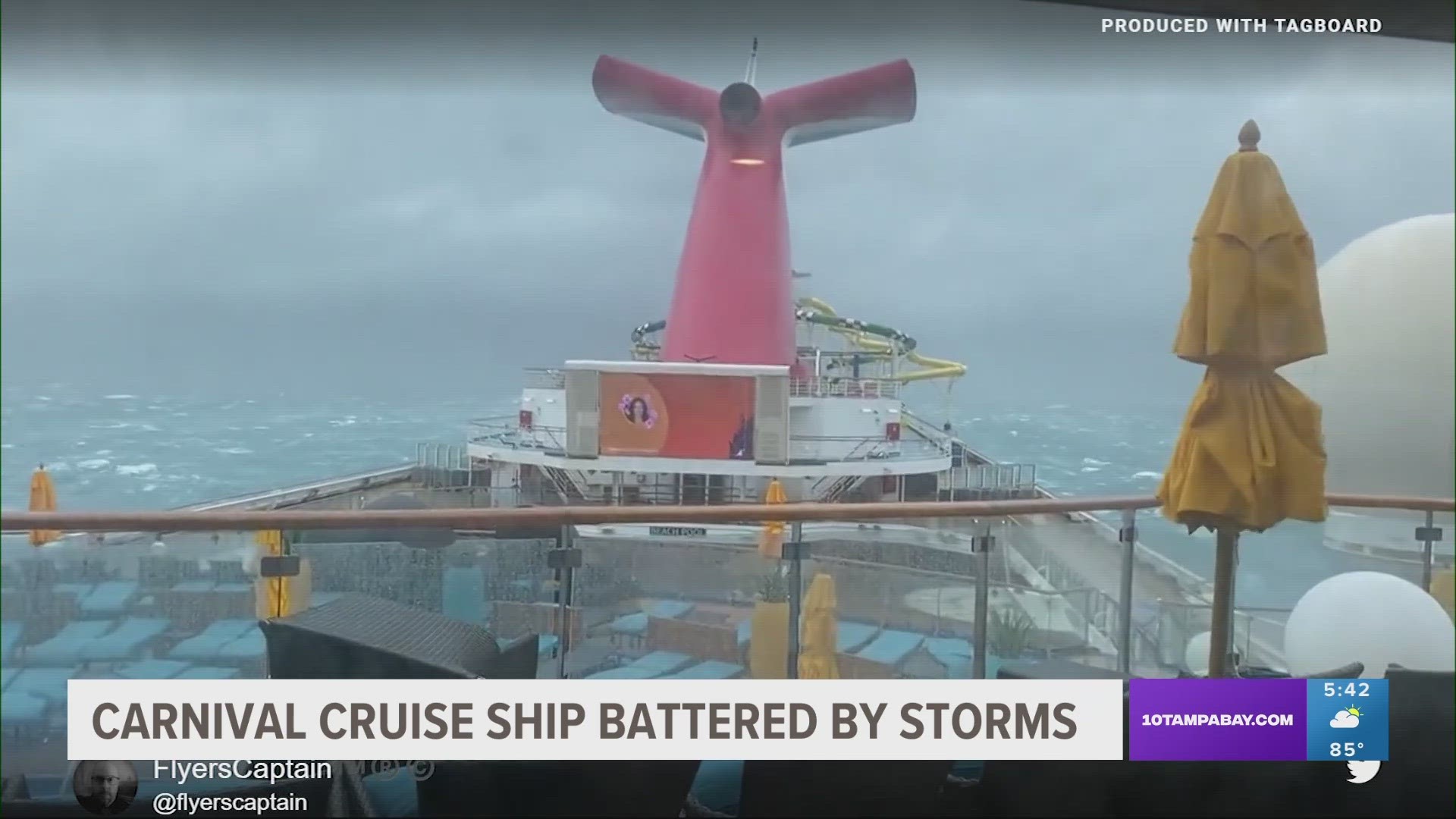 Travelers said they spent the 12 hours waiting to dock getting rocked by huge waves and lashing rain the whole time.