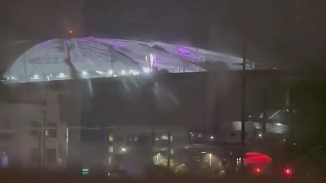 VIDEO Tropicana Field roof torn off due to Milton winds